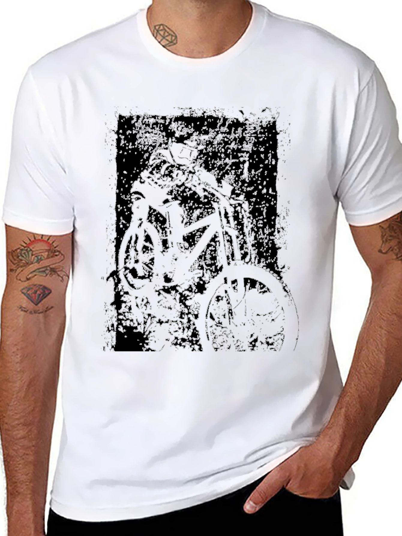 Black Abstract Bike Graphic Tee - Black view 8
