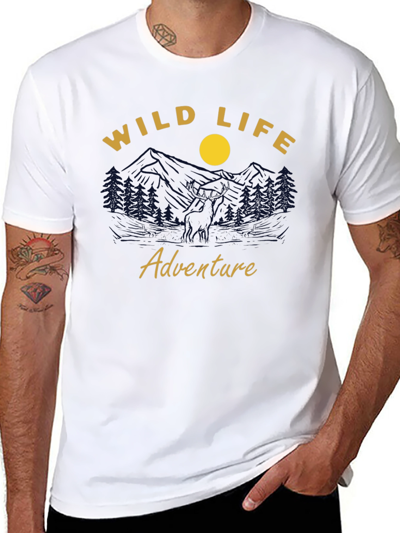 Black Wild Life Adventure Graphic T-Shirt - Men's Black Tee view 8