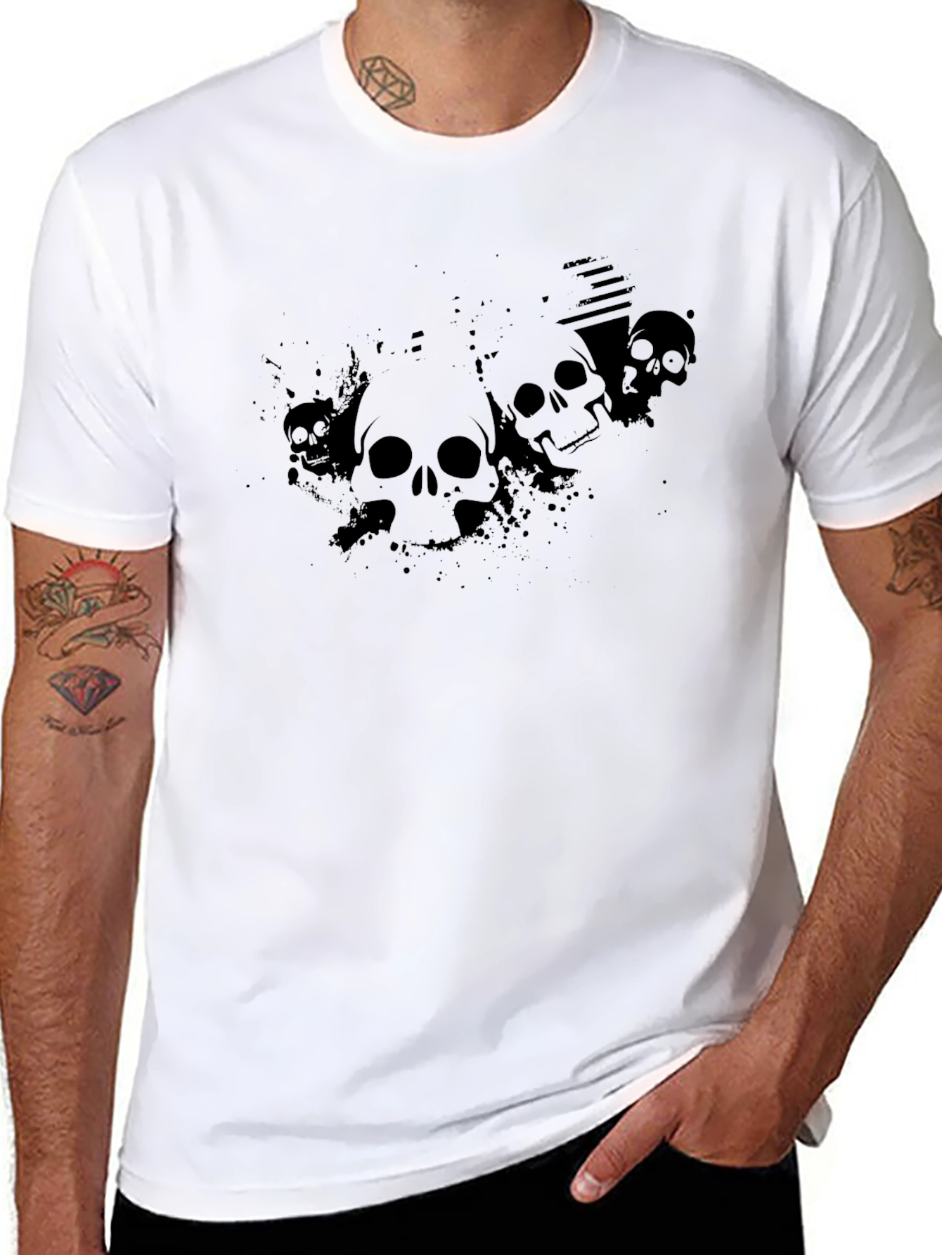 Skull Graphic T-Shirt - Men's Black Tee - 8