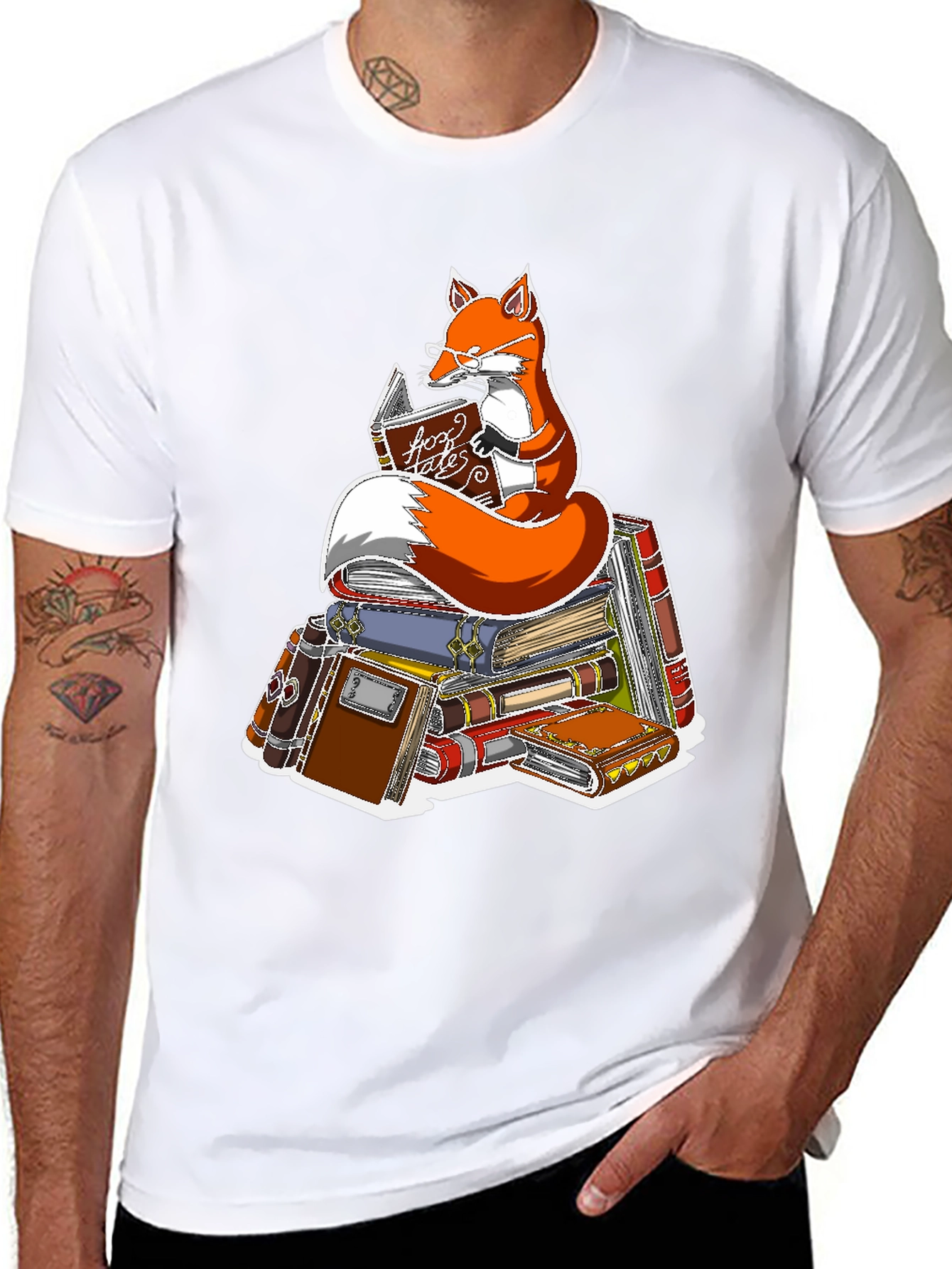 Black Fox Reading Book T-Shirt - Smart Animal Tee view 8