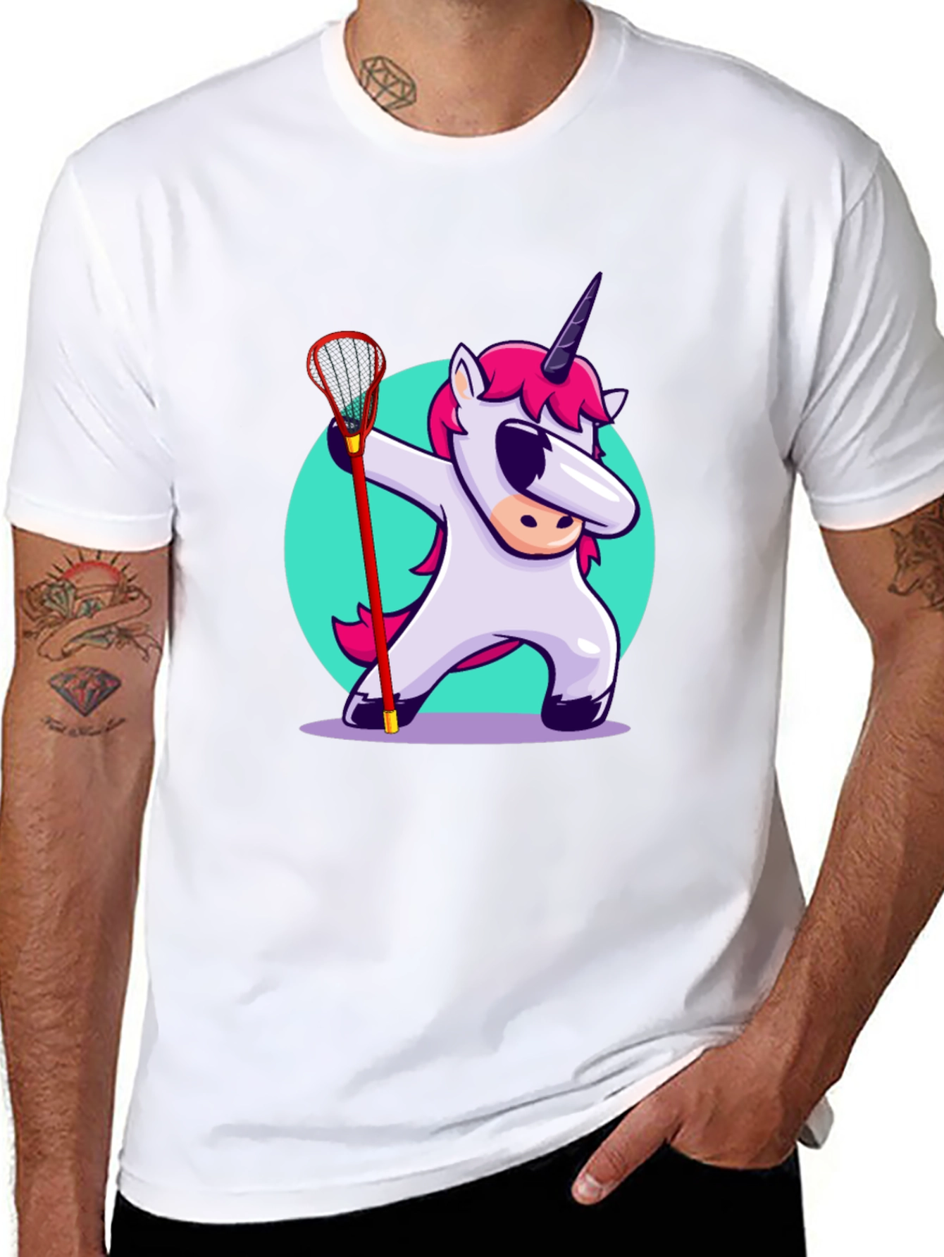 Black Unicorn Lacrosse Dabbing T-Shirt - Black view 8