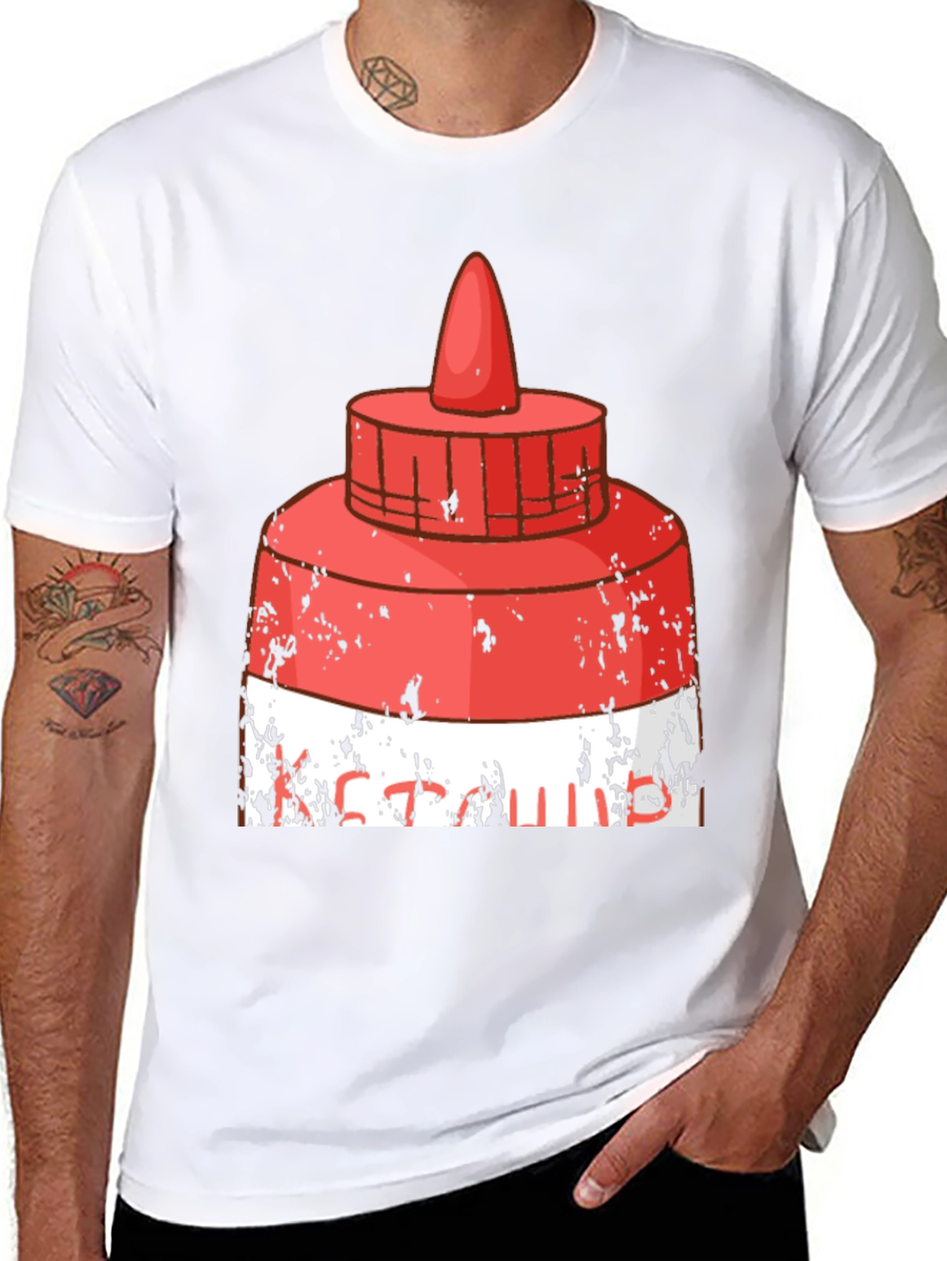 Black Funny Ketchup Graphic T-Shirt view 8