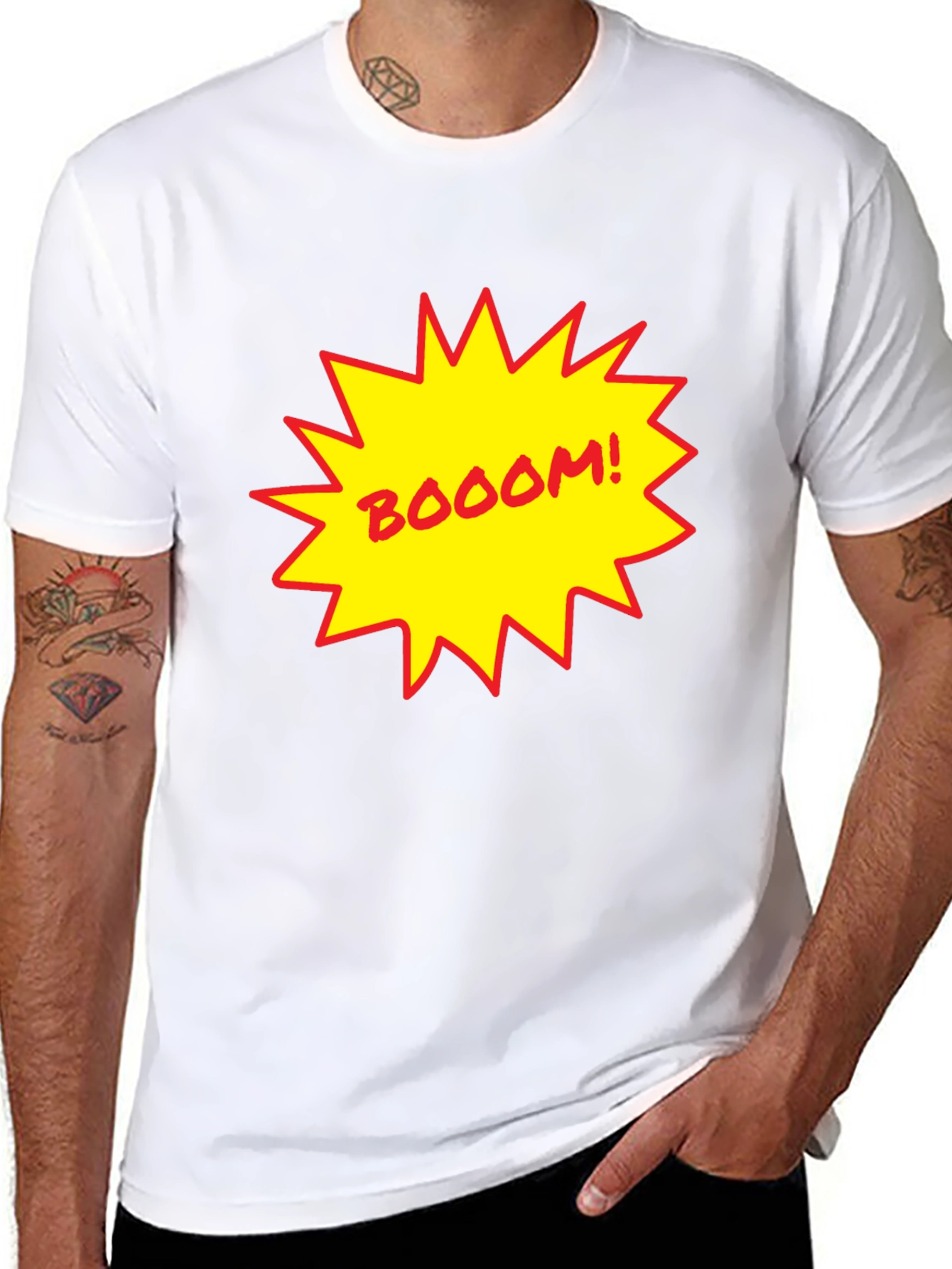 Black BOOOM! Graphic Print Black T-Shirt view 8