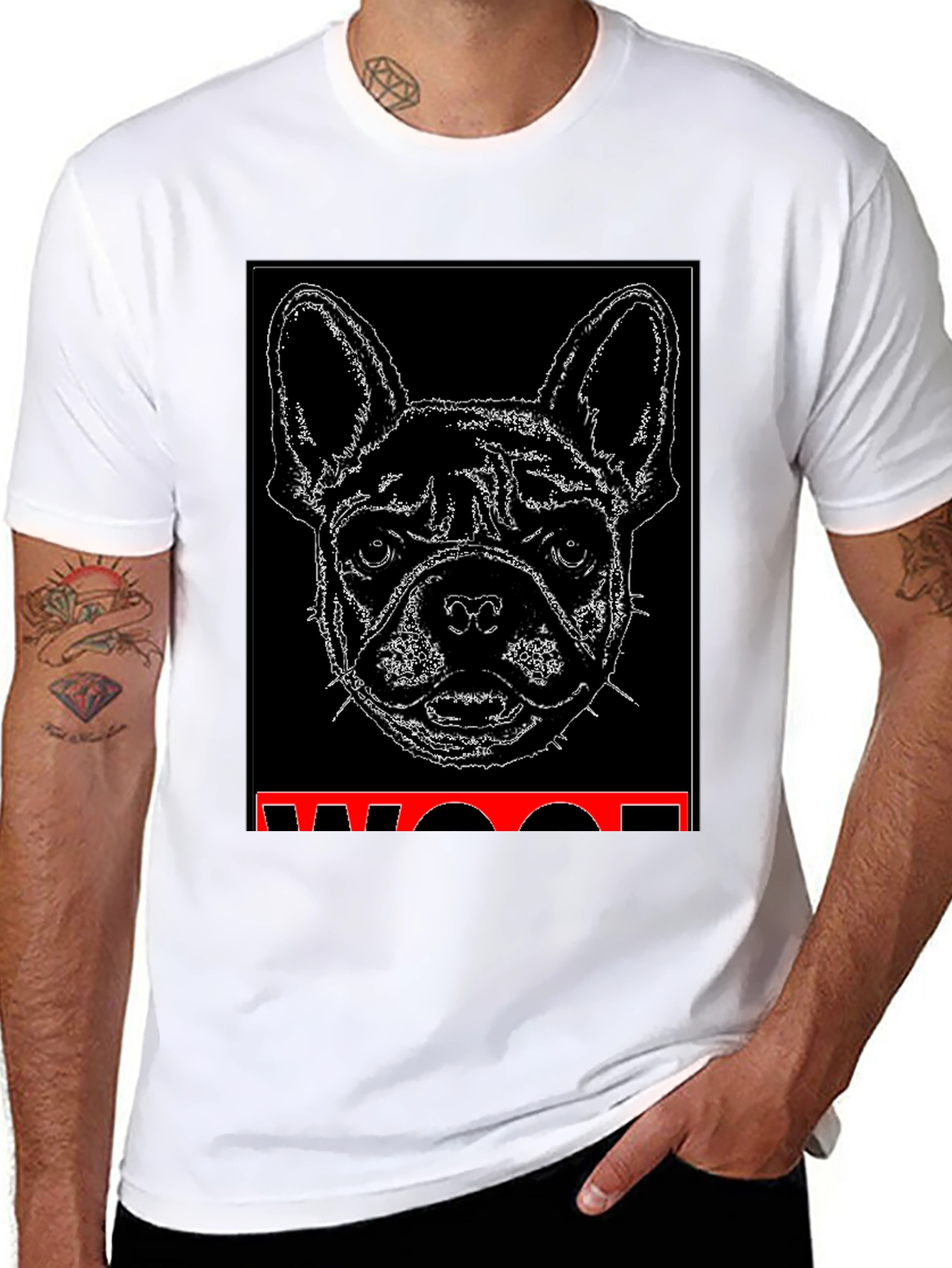 Black Woof Dog Graphic Black T-Shirt view 8