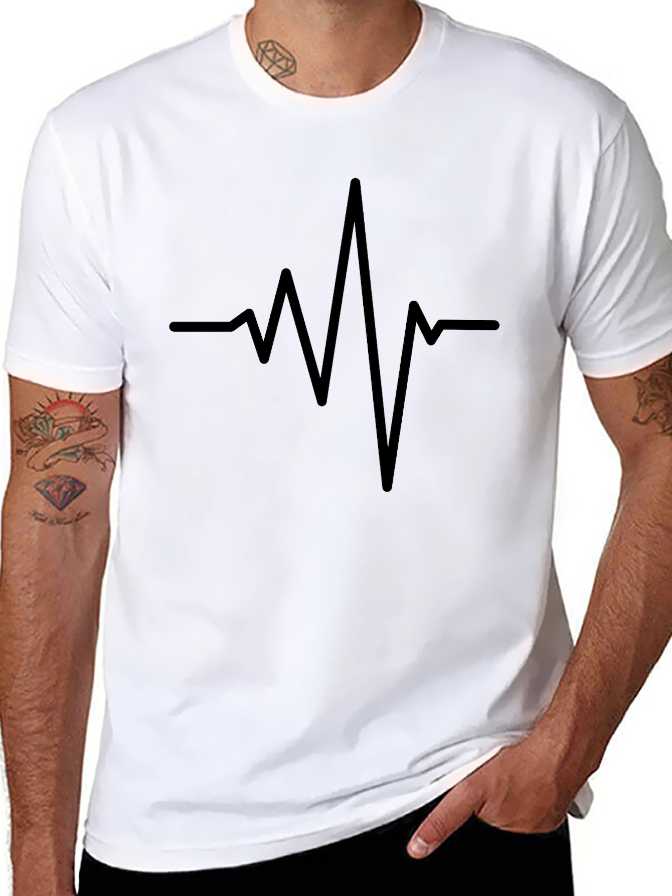 Black Heartbeat Graphic T-Shirt - Stylish Minimalist Design view 8