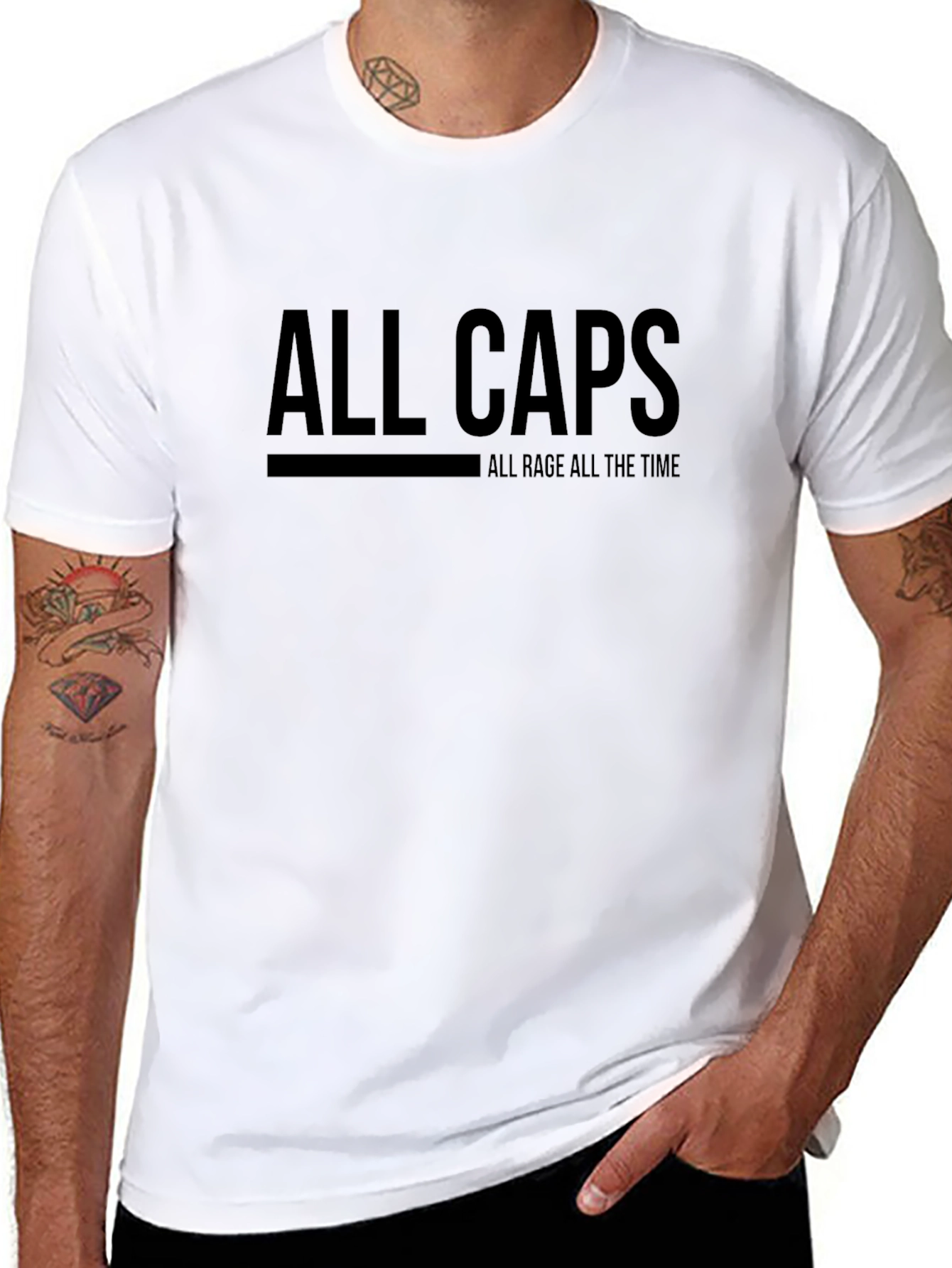 Black All Caps All Rage T-Shirt - Bold Statement Tee view 8