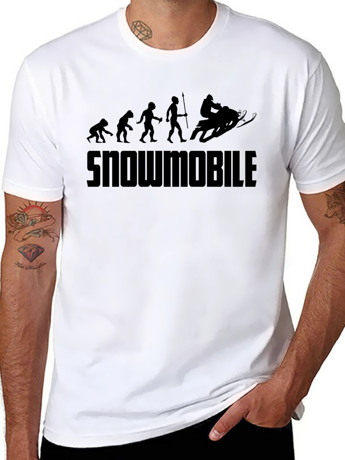 Black Snowmobile Evolution T-Shirt - Black Graphic Tee view 8
