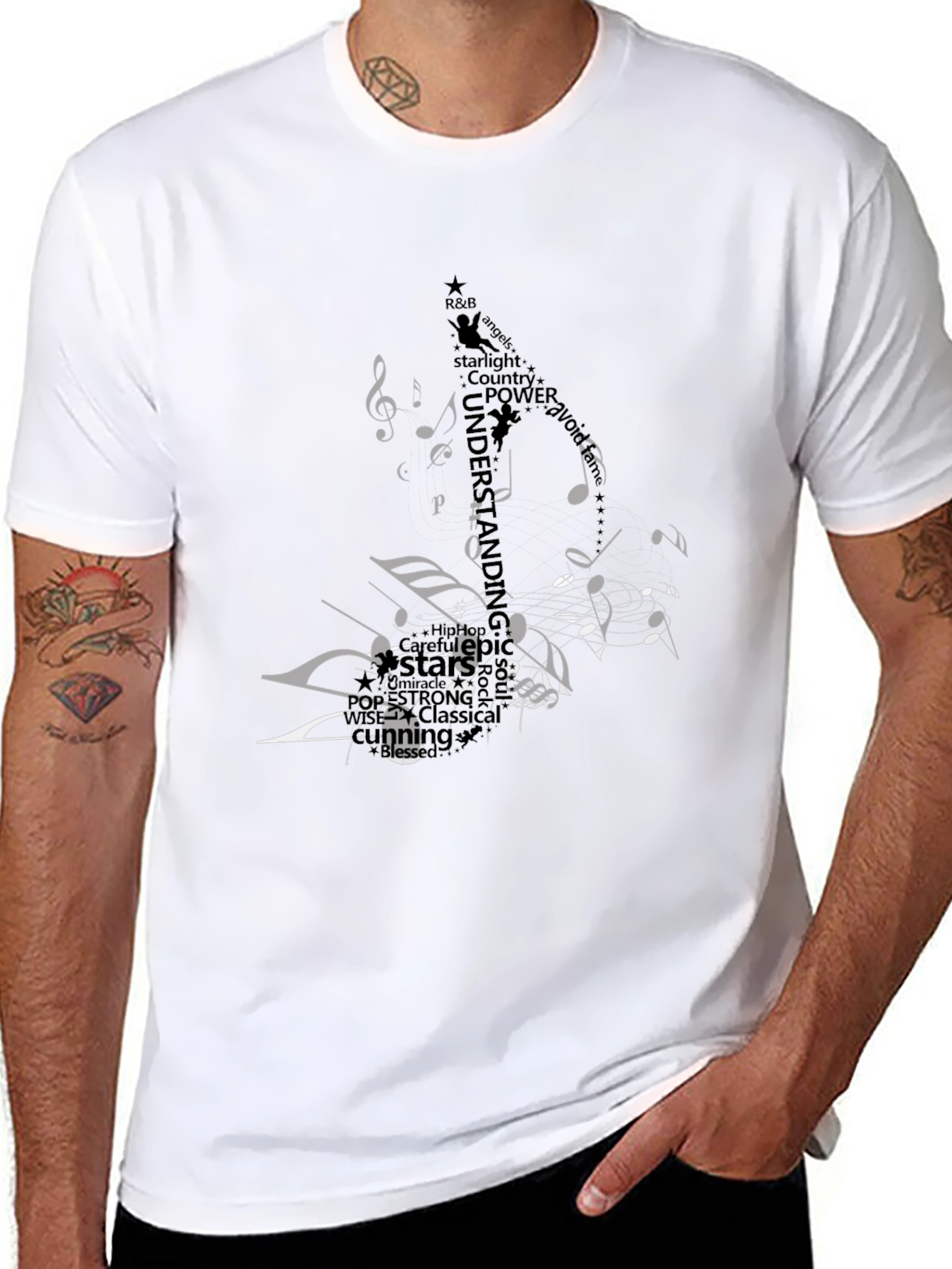 Black Musical Note Graphic Black T-Shirt view 8