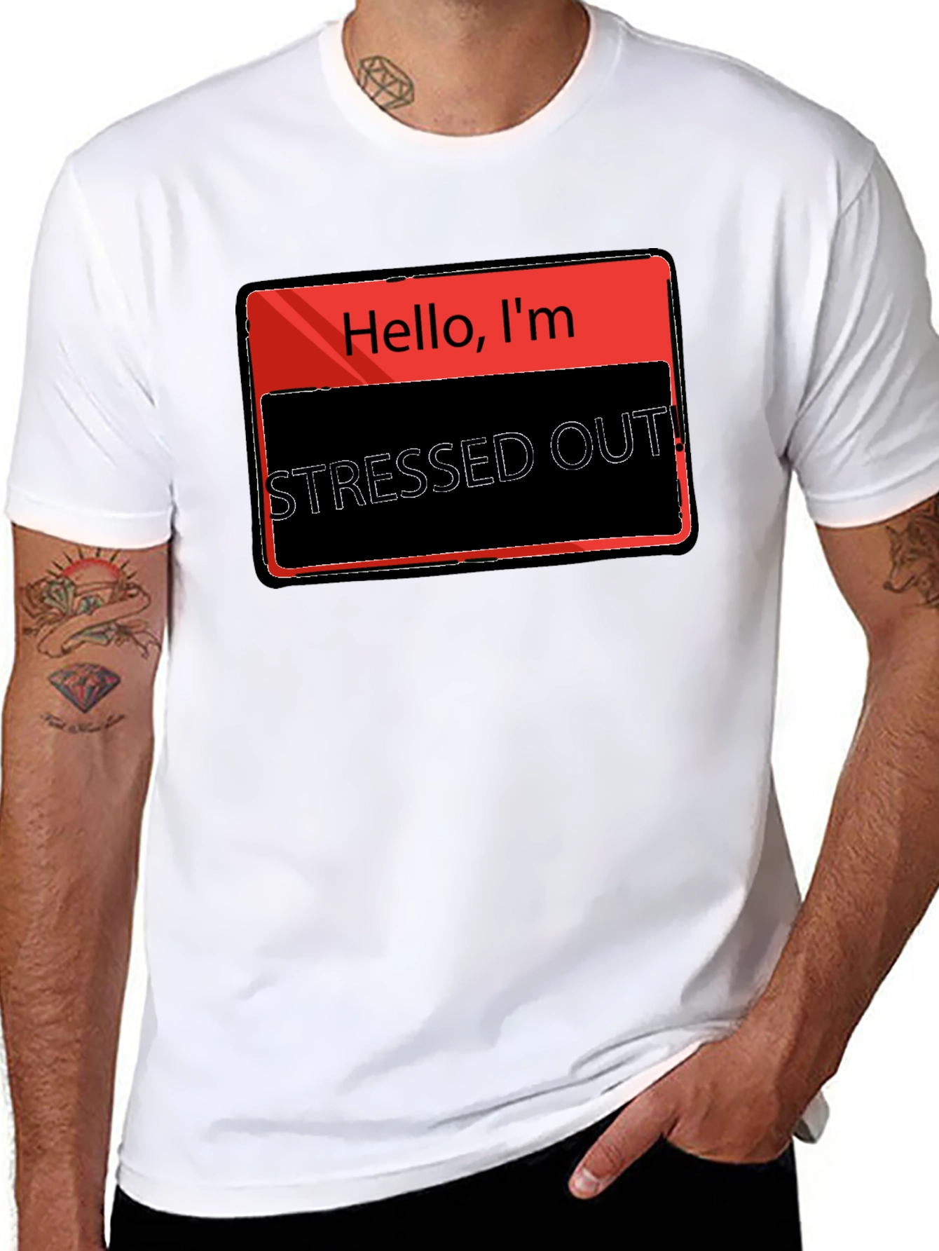 Black Stressed Out T-Shirt - Funny Graphic Tee view 8