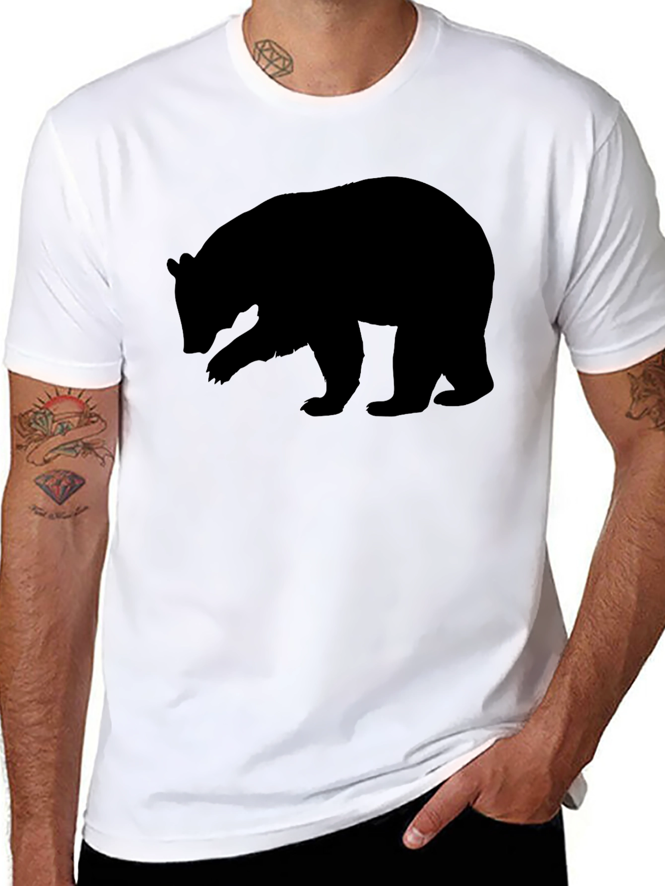 Black Men's Black Bear Silhouette Graphic Tee - Casual Style view 8