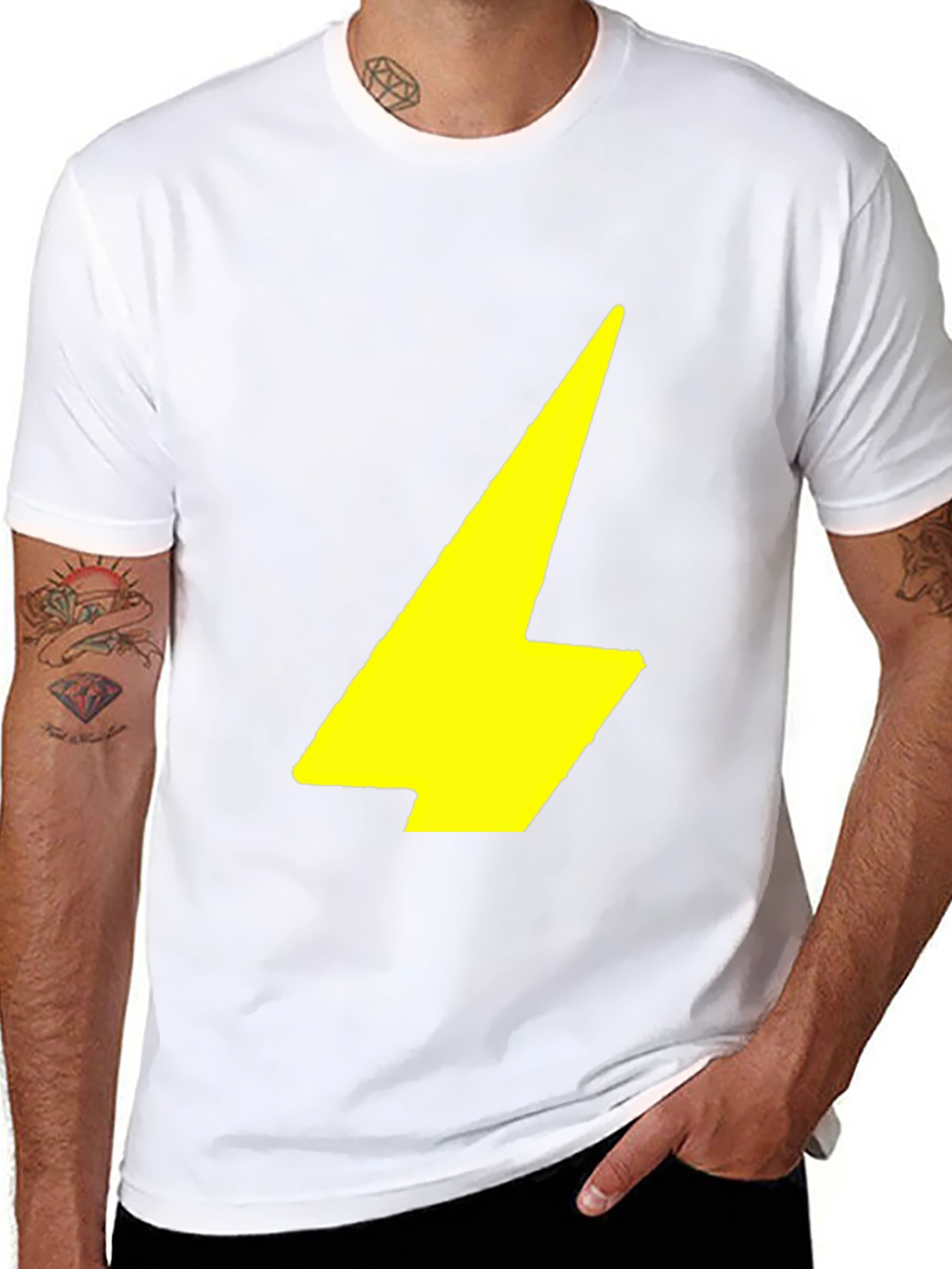 Black Black T-Shirt with Yellow Lightning Bolt Graphic view 8