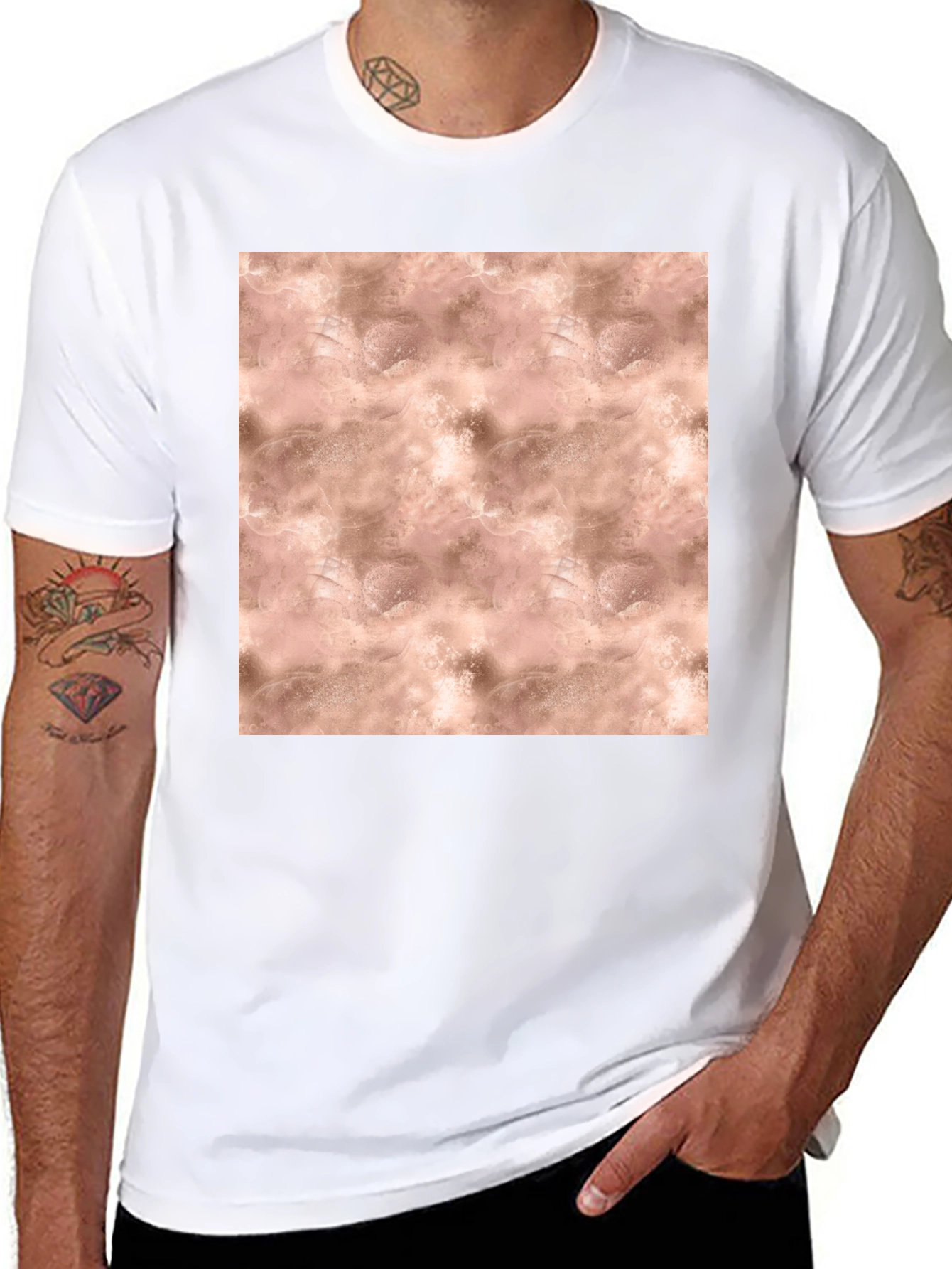 Black Abstract Blush Pattern T-Shirt view 8