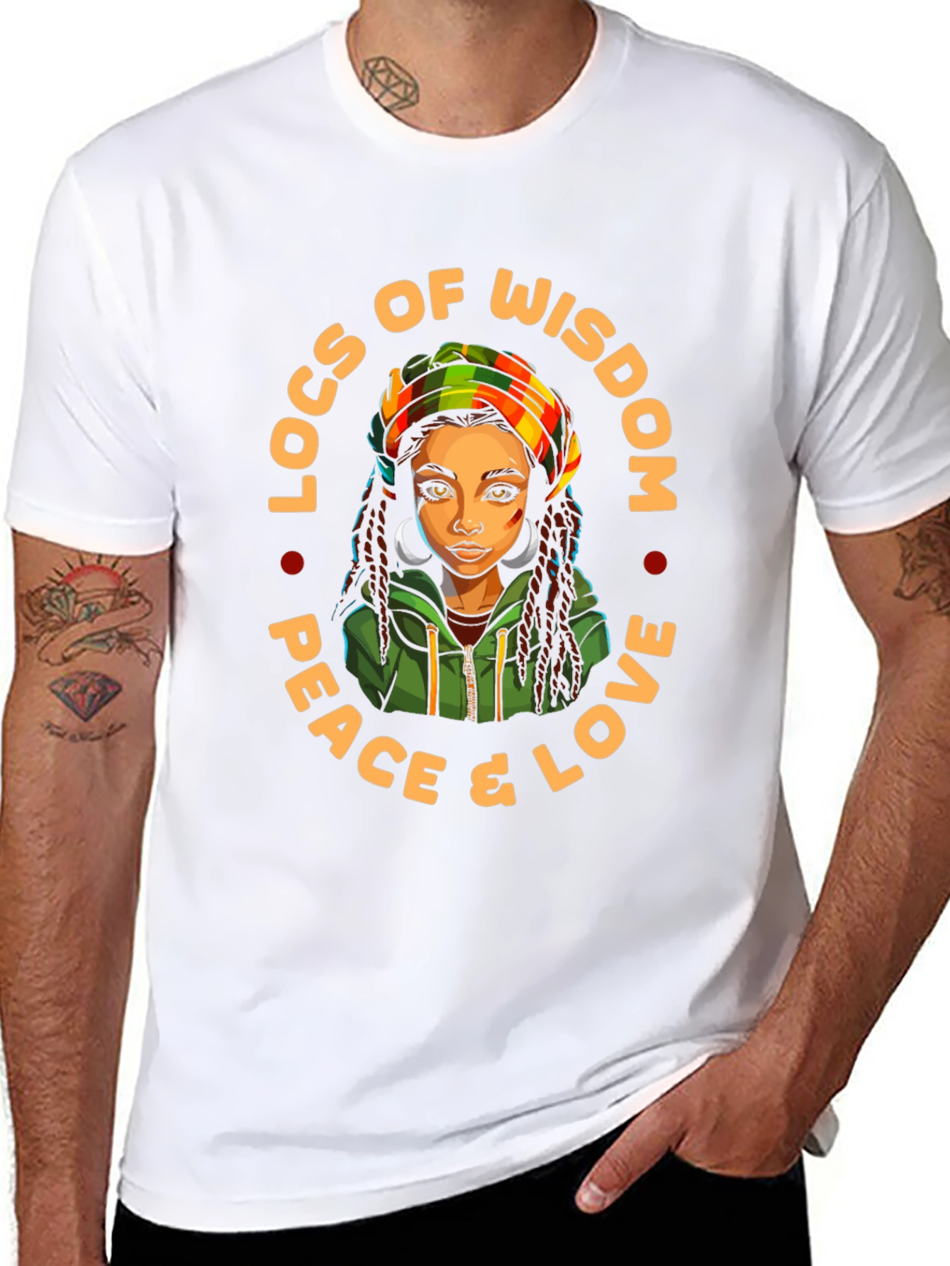 Black Locs of Wisdom T-Shirt: Peace & Love Tee view 8