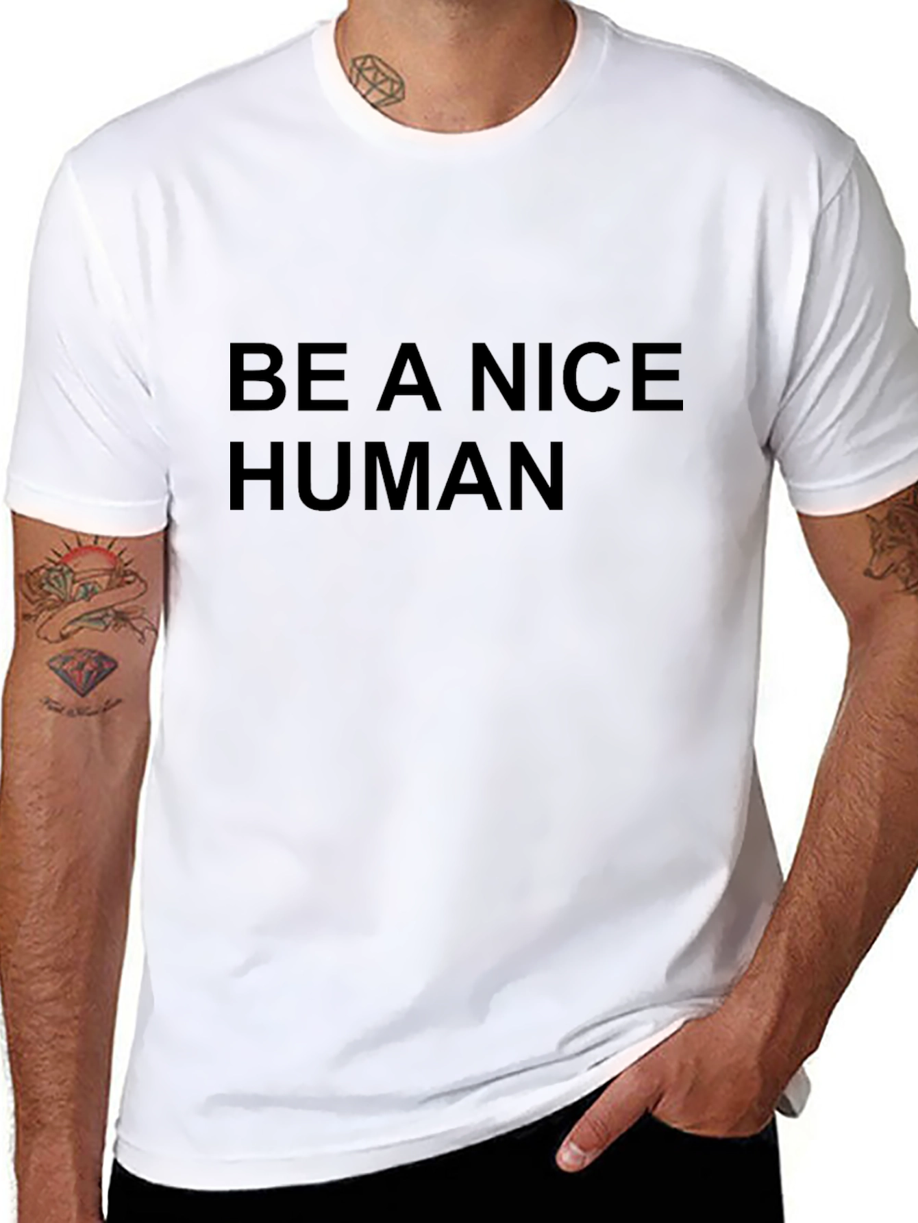 Black Be A Nice Human Black T-Shirt view 8