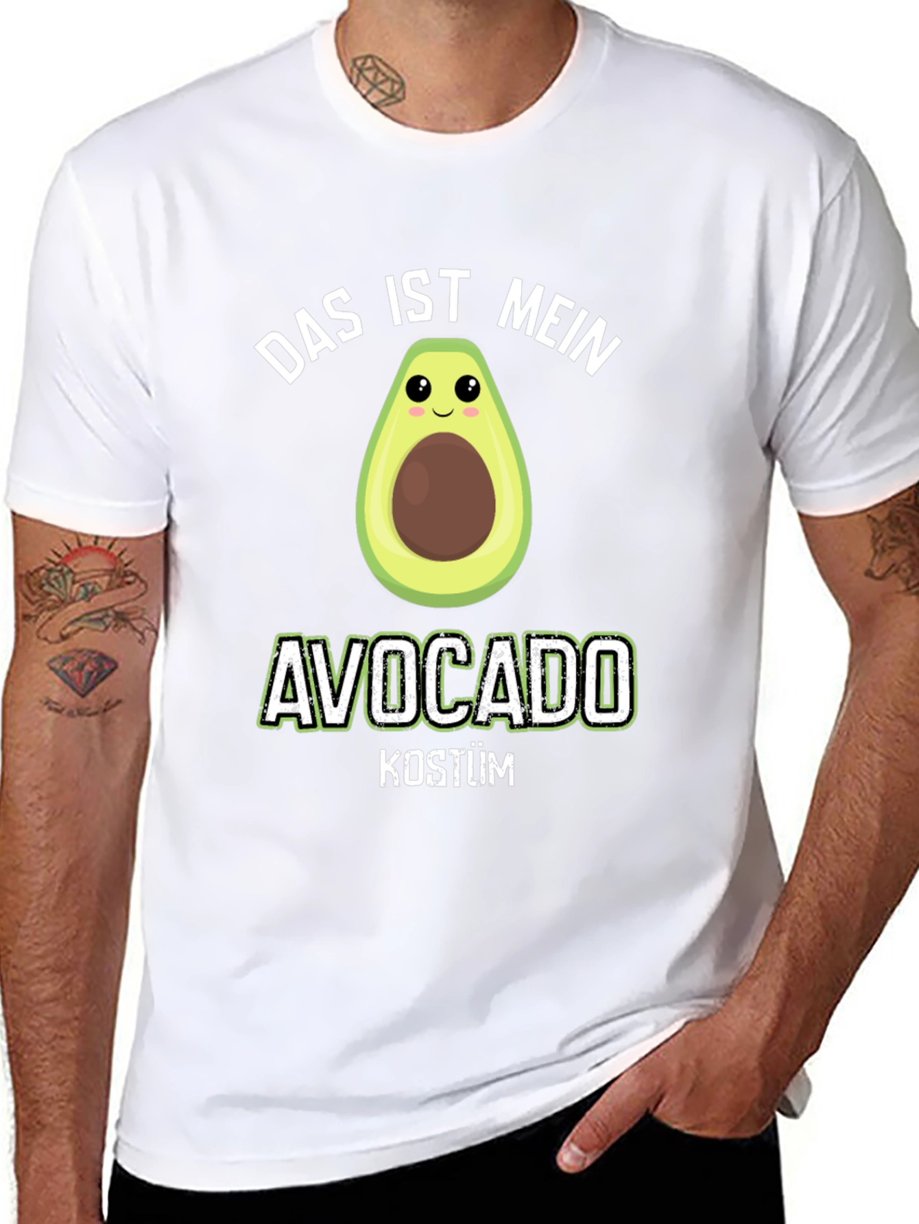 Black Funny Avocado Costume T-Shirt - "Das Ist Mein" Design view 8