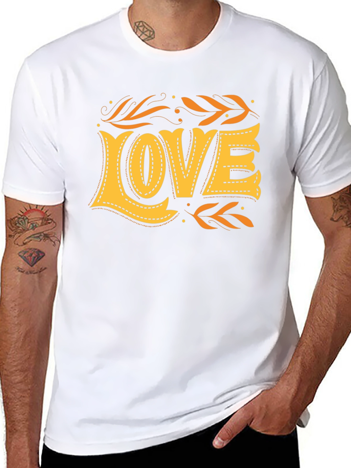 Black Stylish 'LOVE' Graphic Print Black T-Shirt view 8