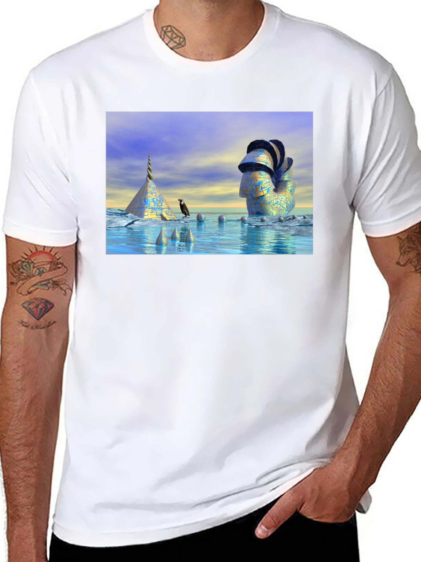Black Surreal Scene T-Shirt view 8