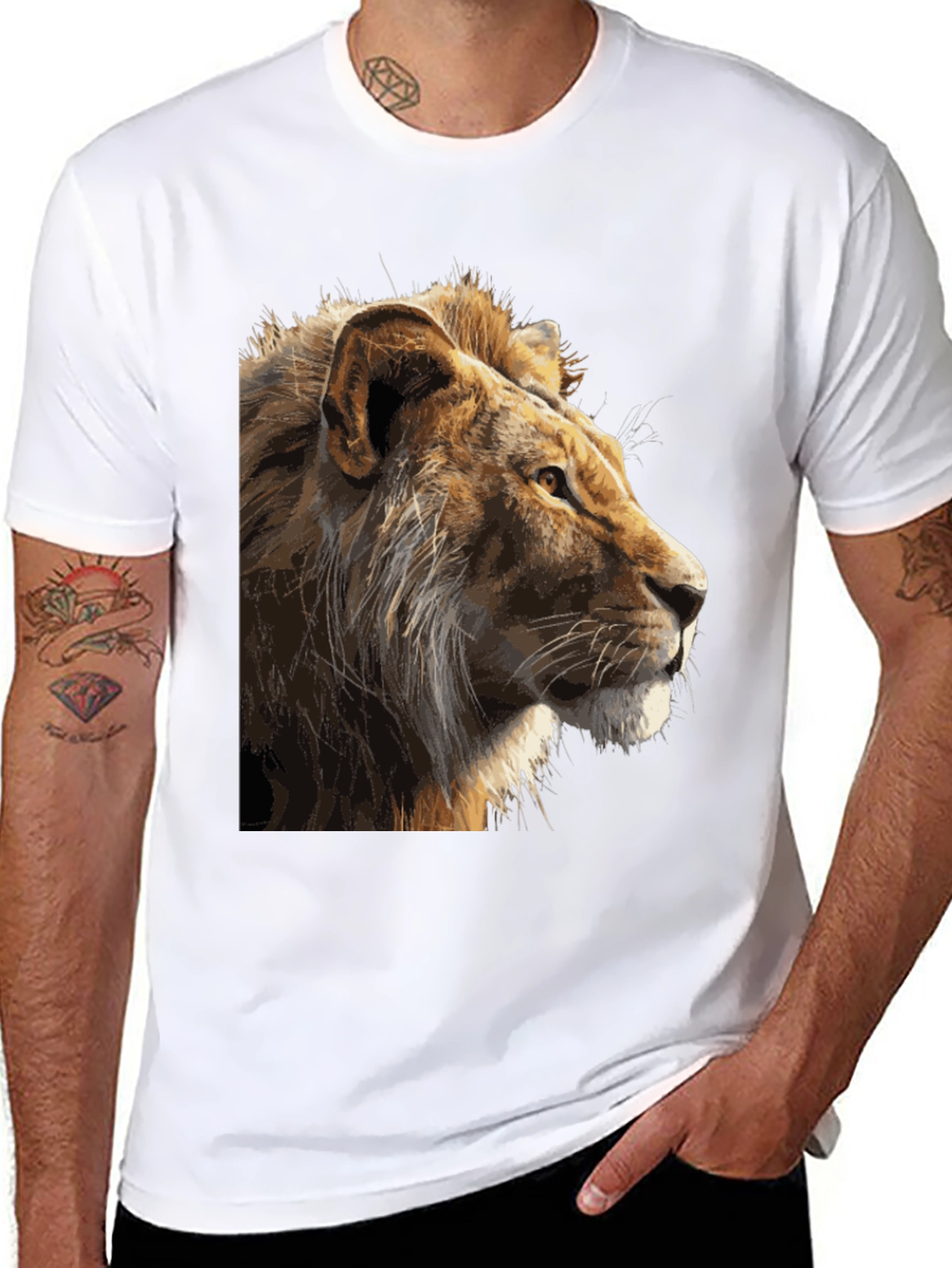 Black Lion Graphic Print Black T-Shirt view 8