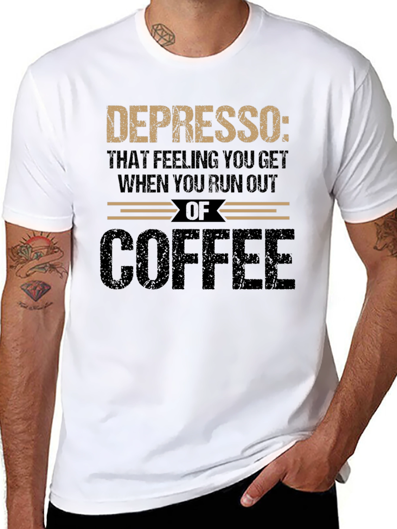 Black Depresso Coffee Graphic Tee - Run Out Feeling T-Shirt view 8