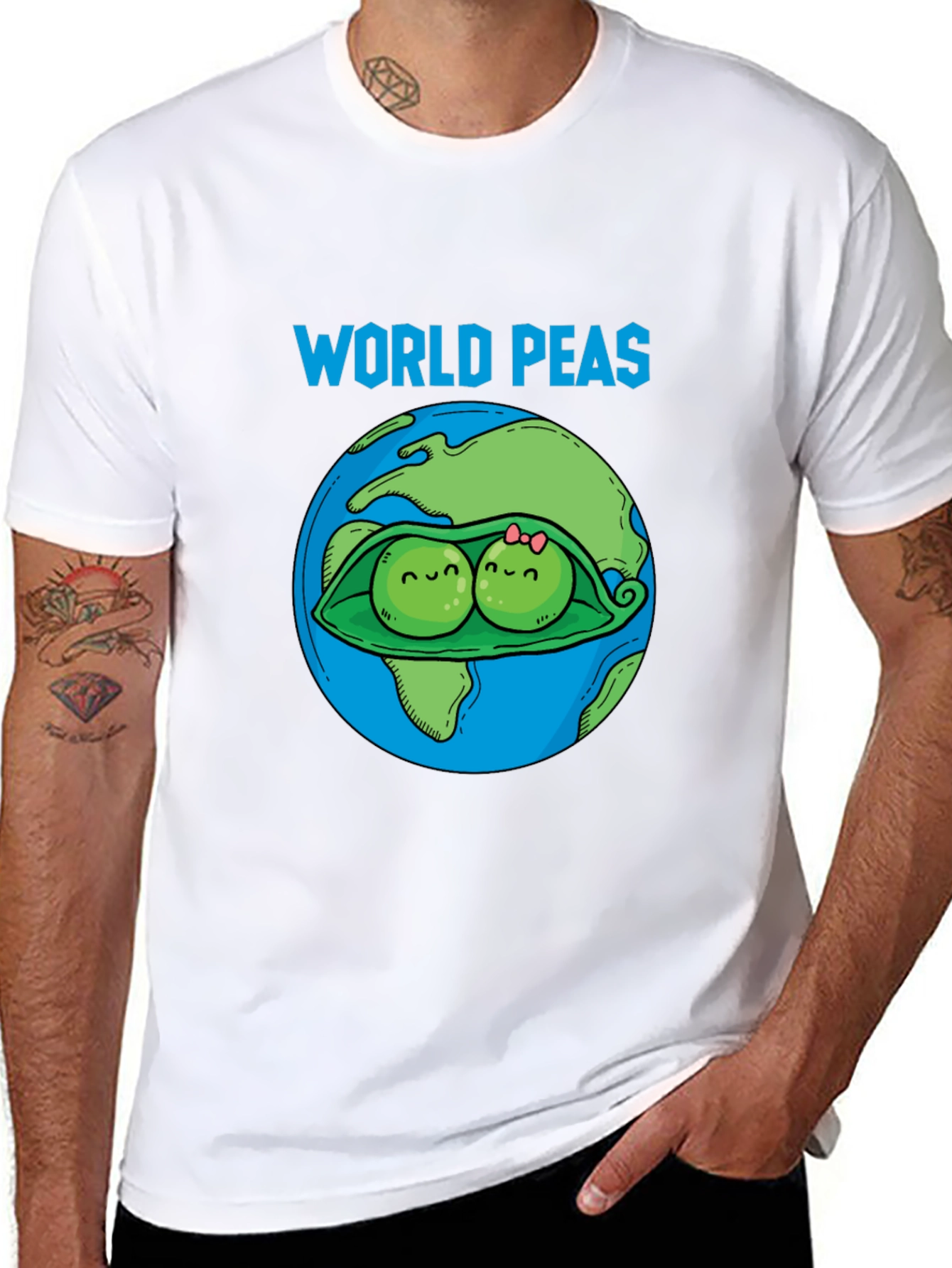 Black World Peas Graphic T-Shirt - Funny Earth Day Tee view 8