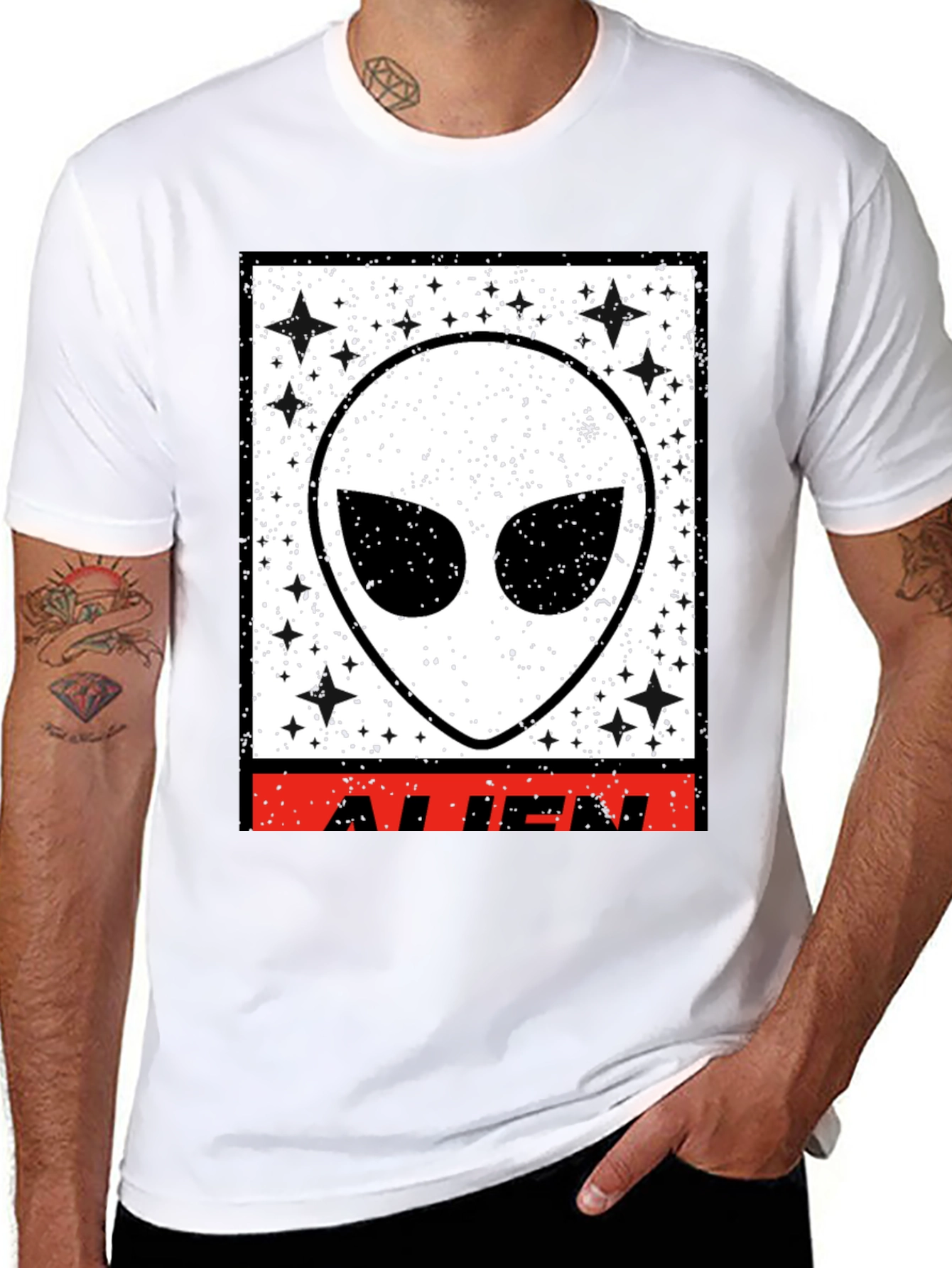 Black Black Alien Graphic T-Shirt view 8