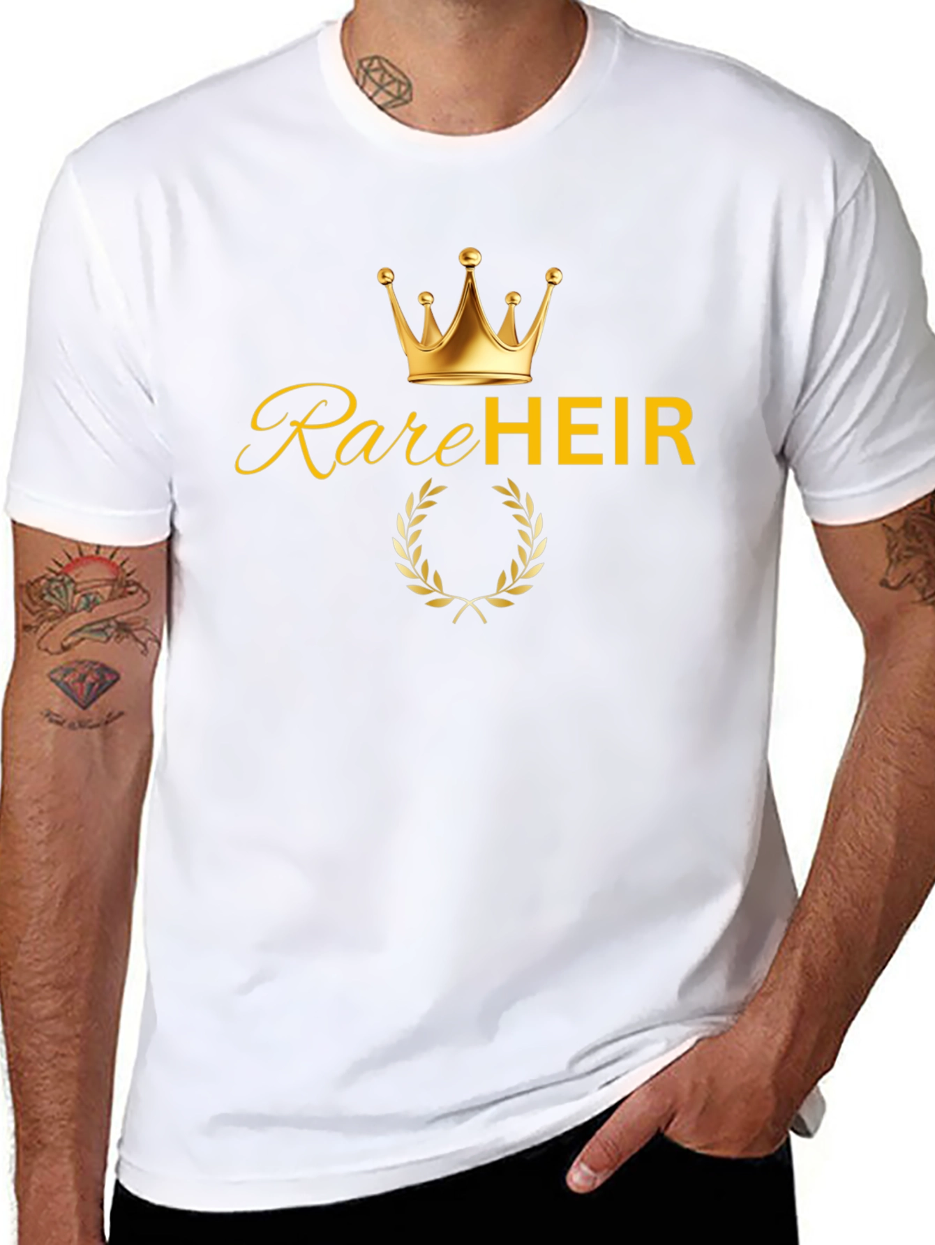Black Rare Heir T-Shirt - Golden Crown Graphic Tee view 8