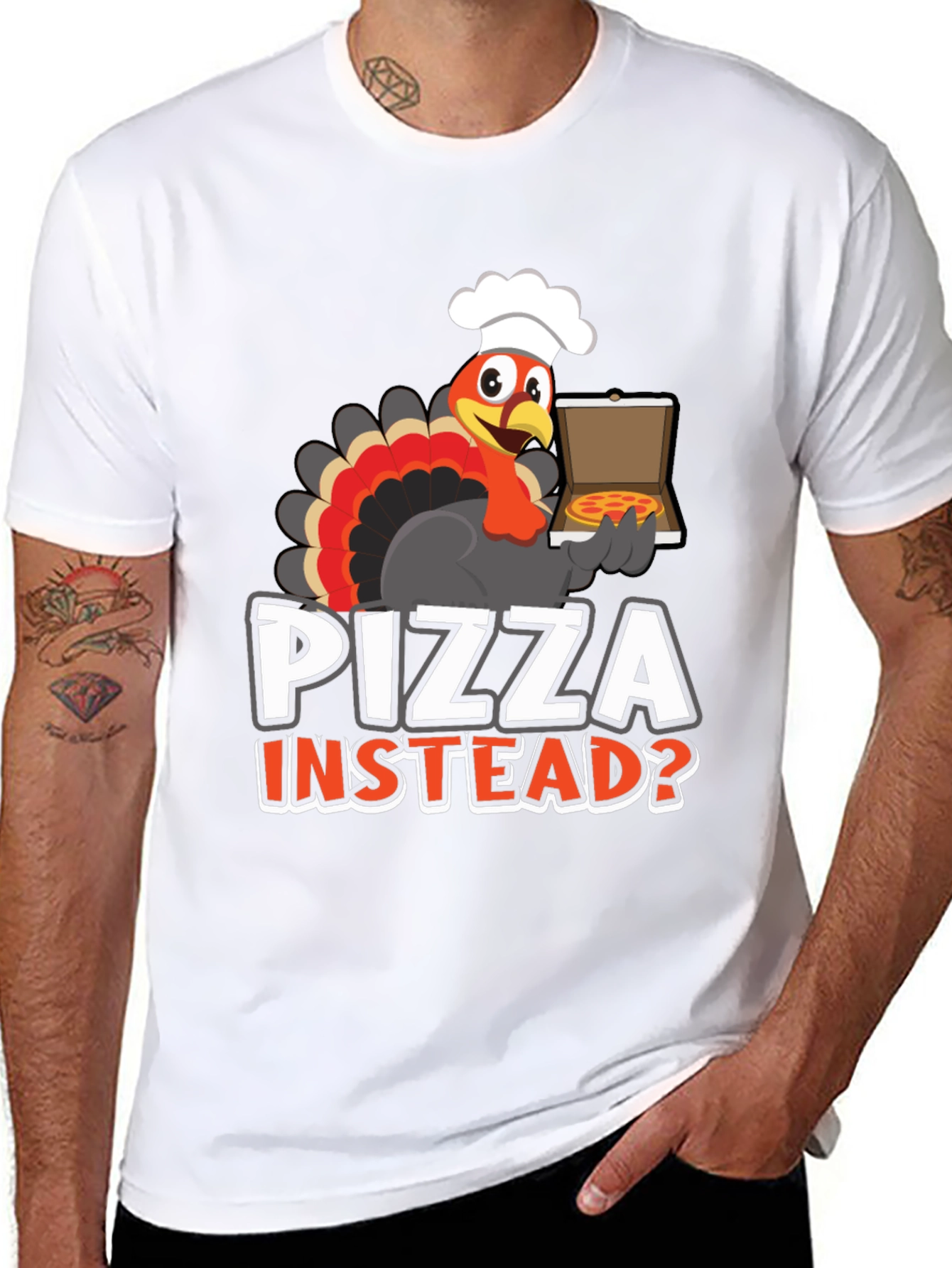 Black Pizza Instead? Turkey Graphic Tee view 8