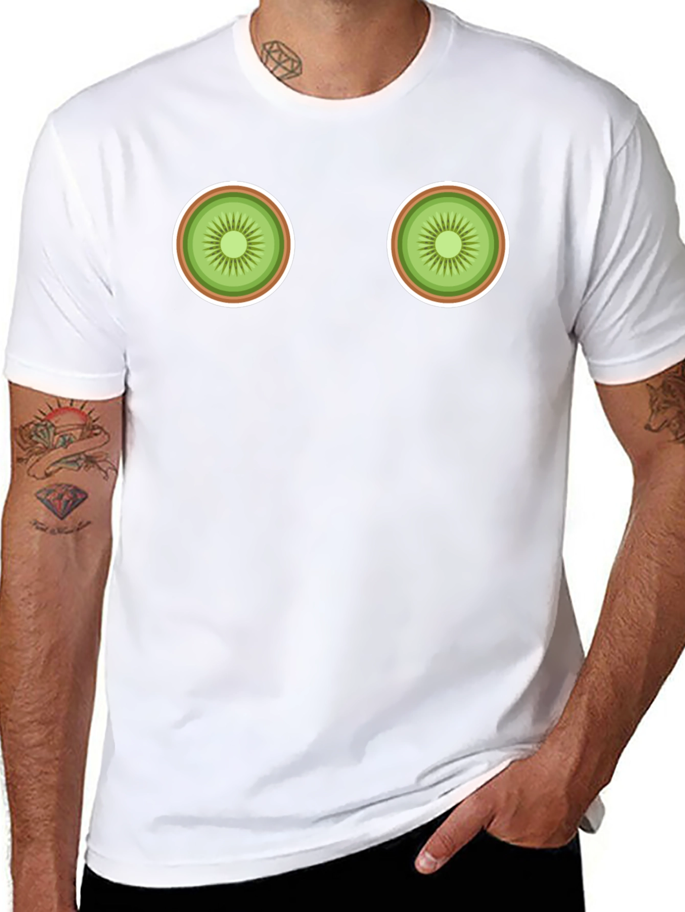 Black Kiwi Slice Graphic Black T-Shirt view 8