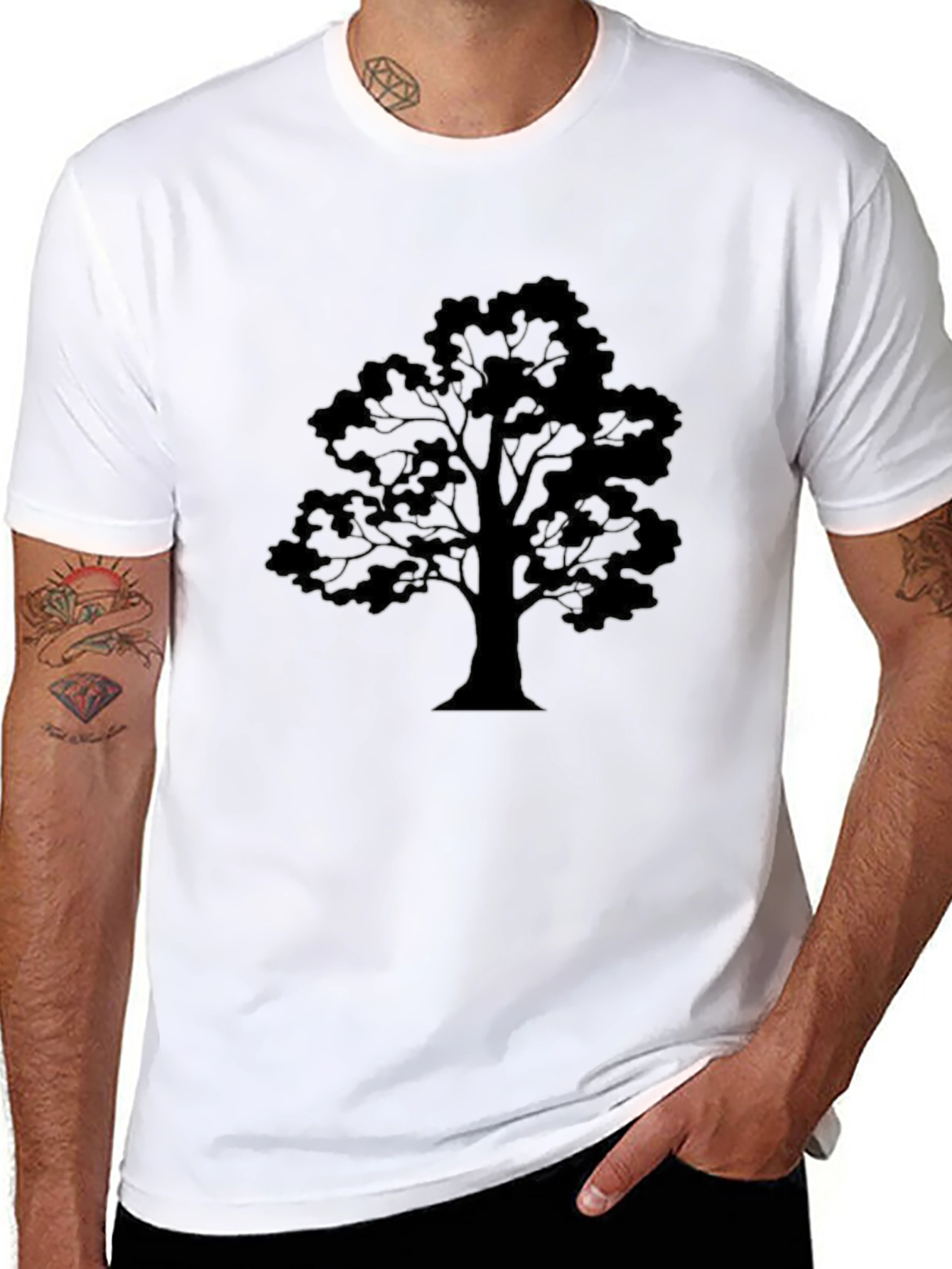 Black Tree Silhouette Black T-Shirt view 8