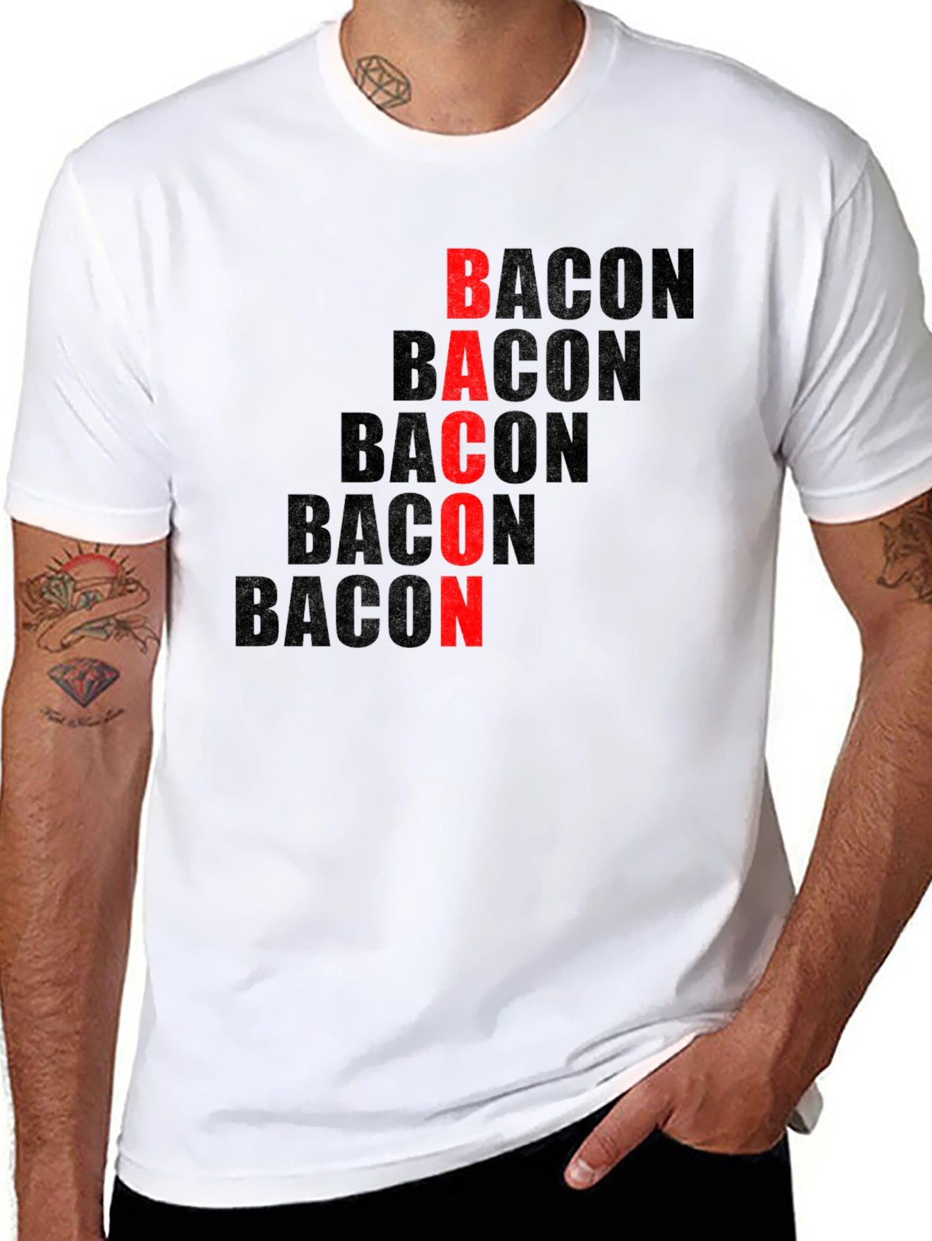 Black Bacon Lover Graphic T-Shirt - Funny Food Tee view 8