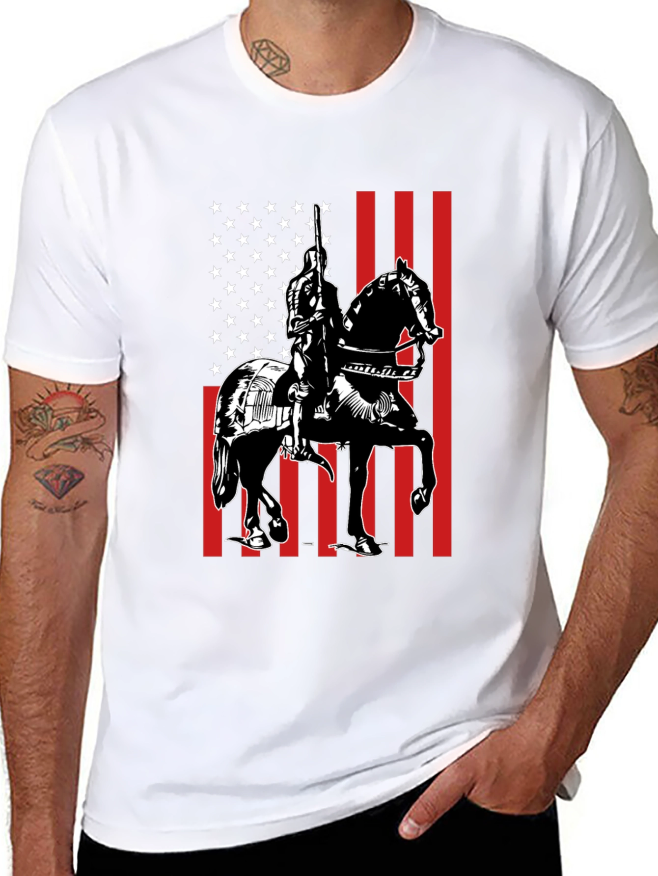 Black American Knight T-Shirt view 8