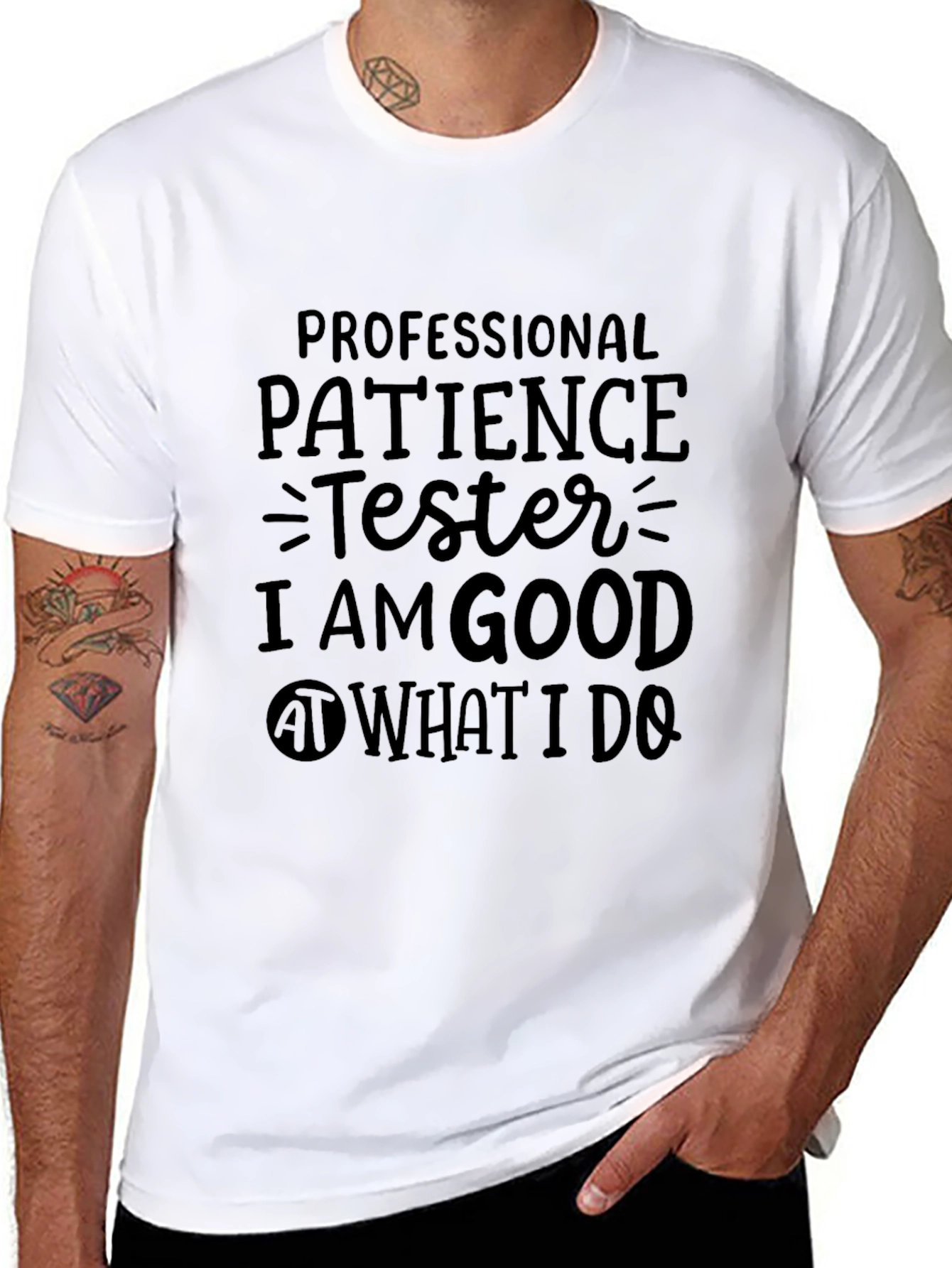 Black Professional Patience Tester Graphic T-Shirt view 8