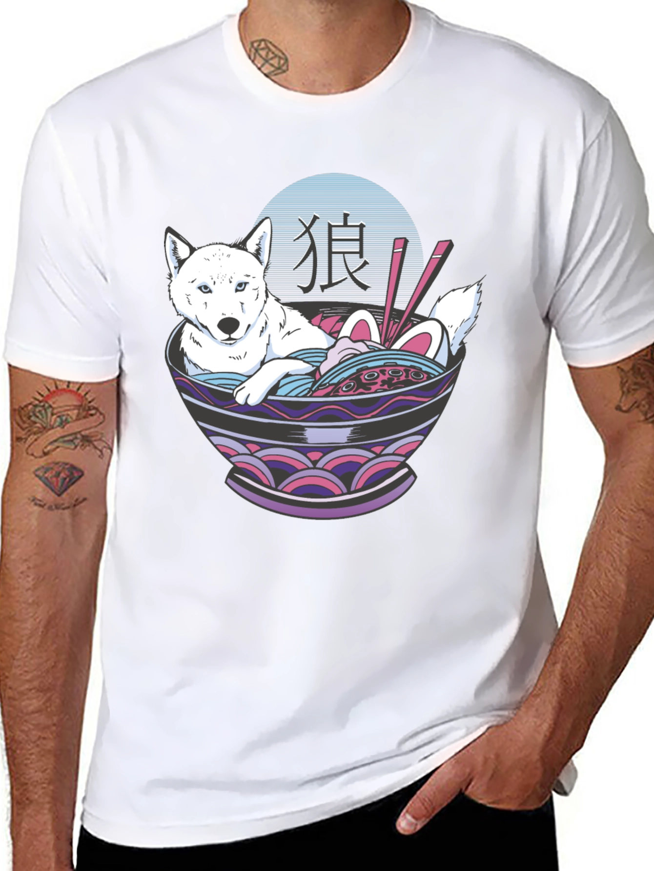 Black Ramen Dog Graphic T-Shirt - Unisex Casual Tee view 8