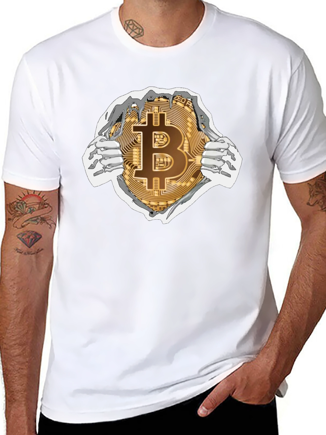 Black Bitcoin Ripped T-Shirt Crypto Currency Tee view 8