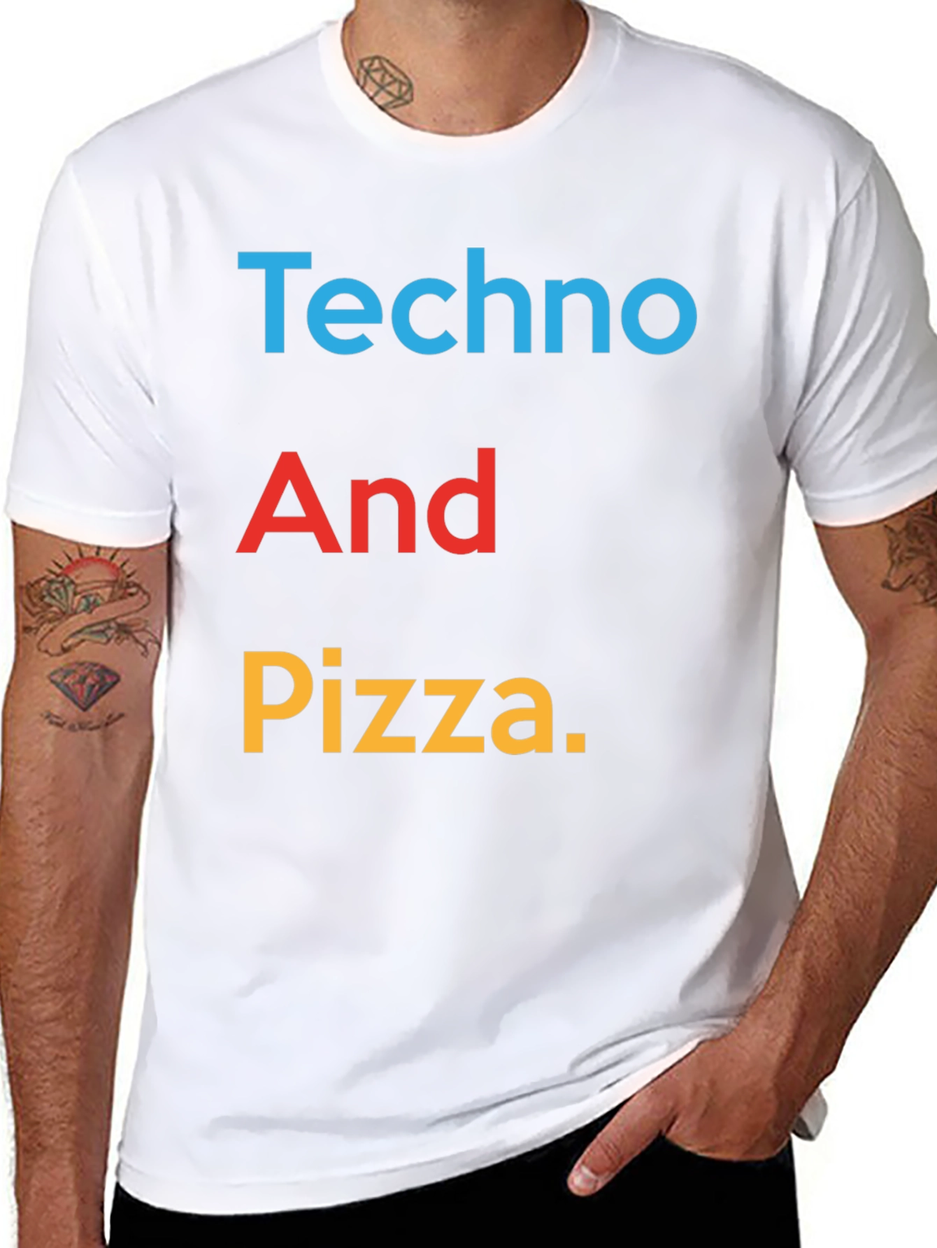 Black Techno And Pizza Graphic Tee view 8