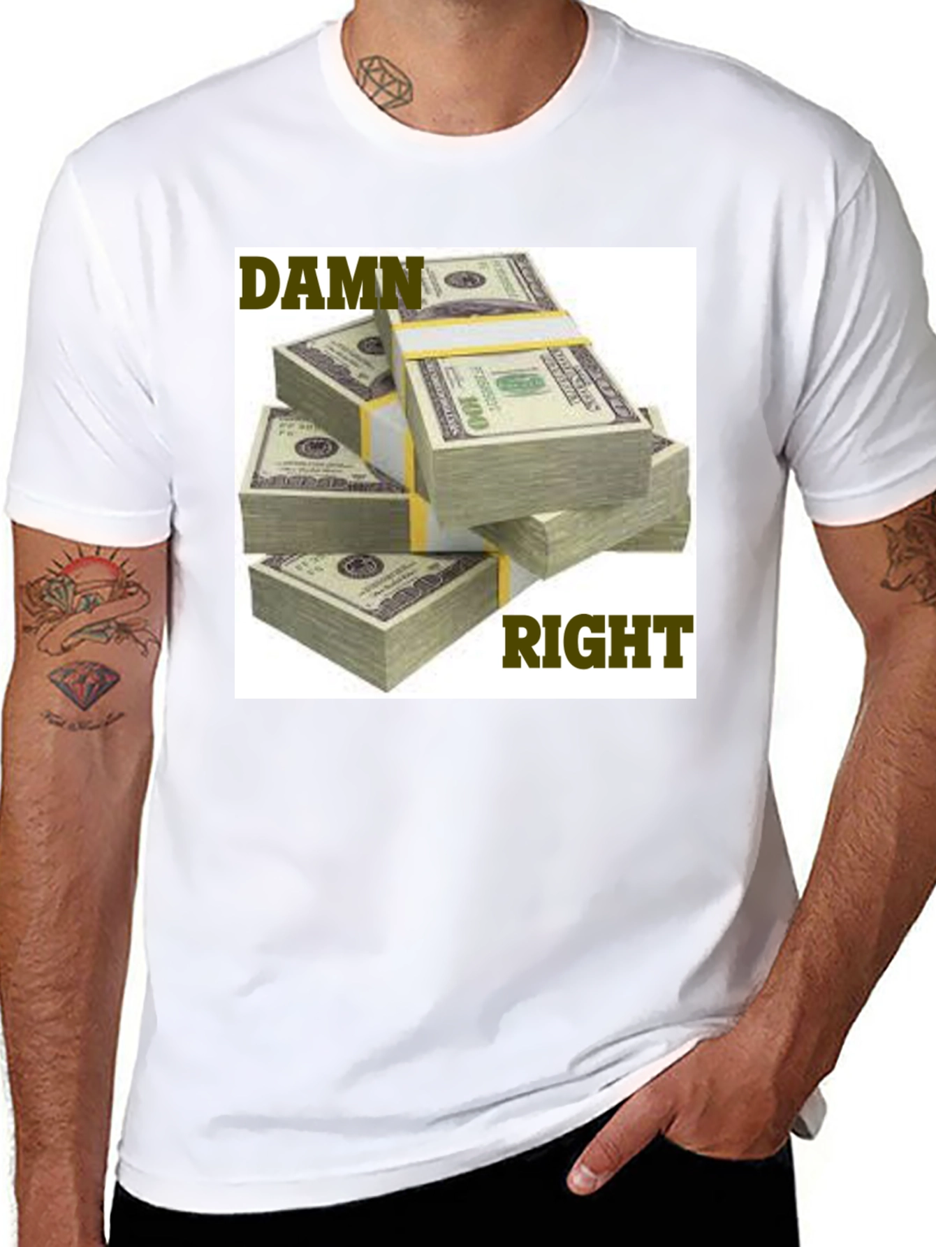 Black Damn Right Money Stacks Graphic Tee view 8