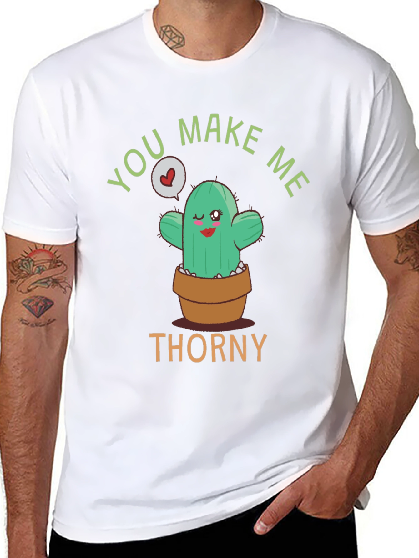 Black You Make Me Thorny T-Shirt - Cute Cactus Graphic Tee view 8