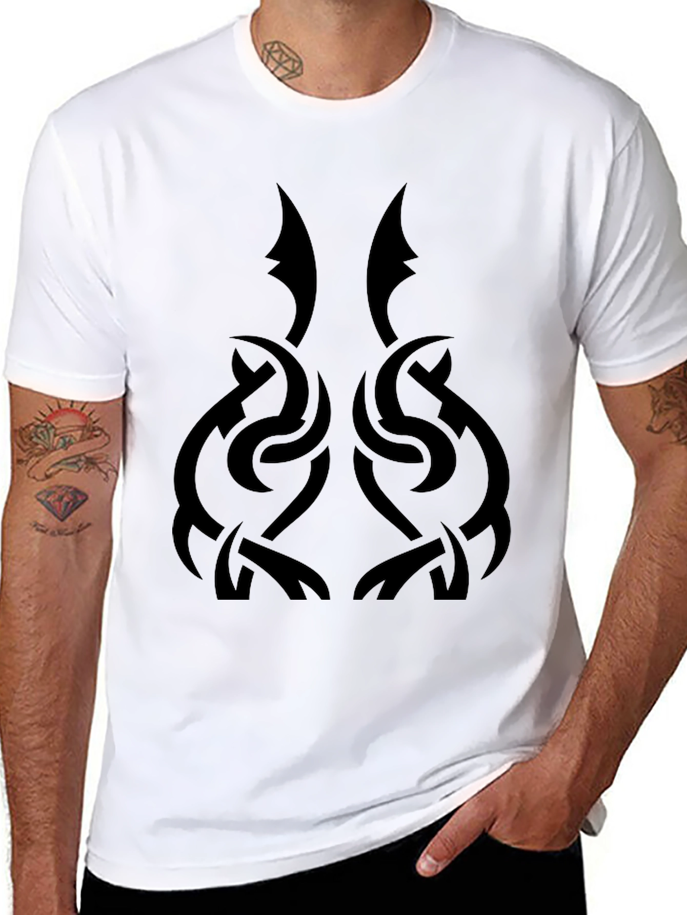 Black Tribal Knot Graphic Black T-Shirt view 8