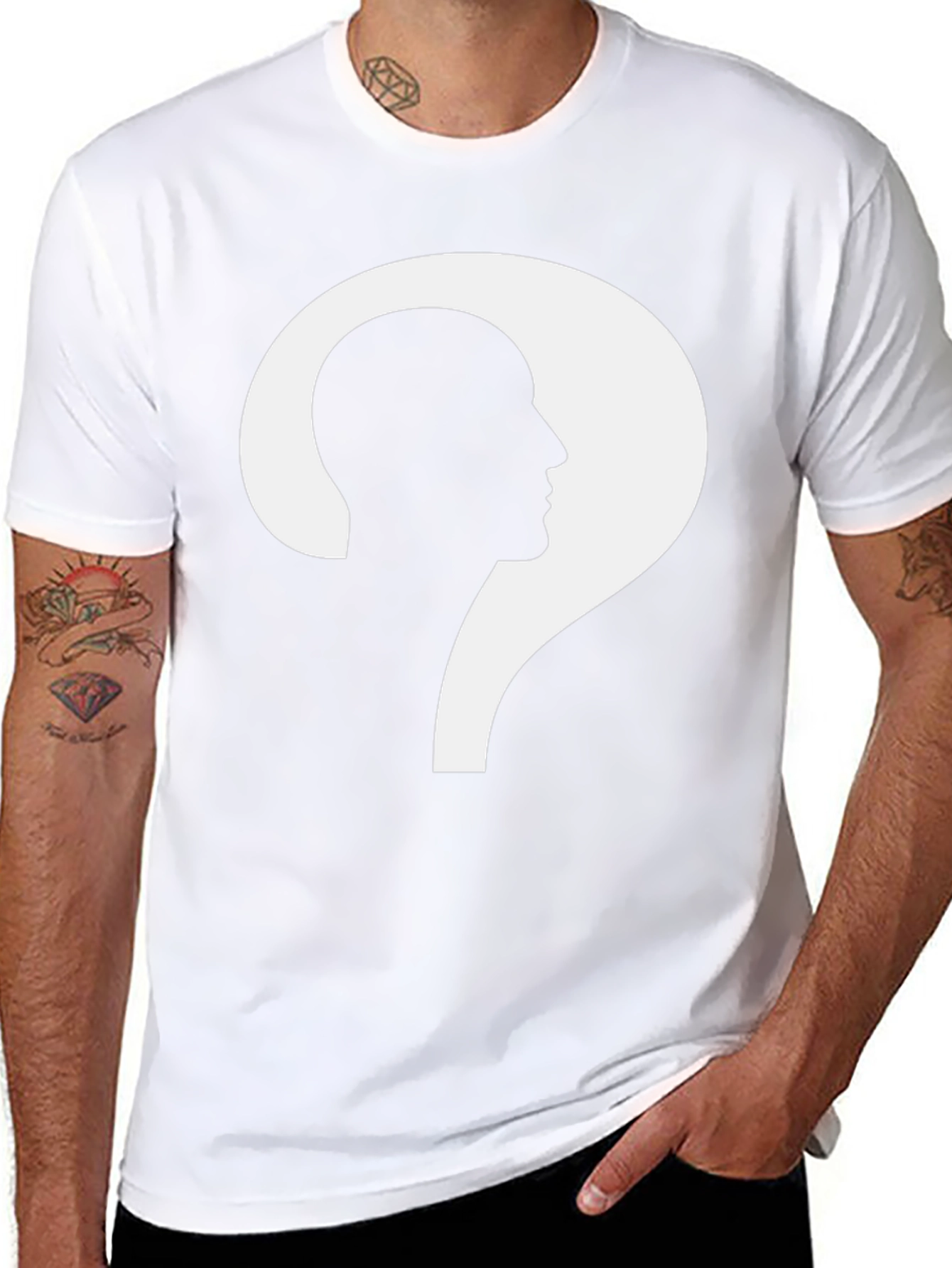 Black The Question Head T-Shirt - Stylish Black Tee view 8