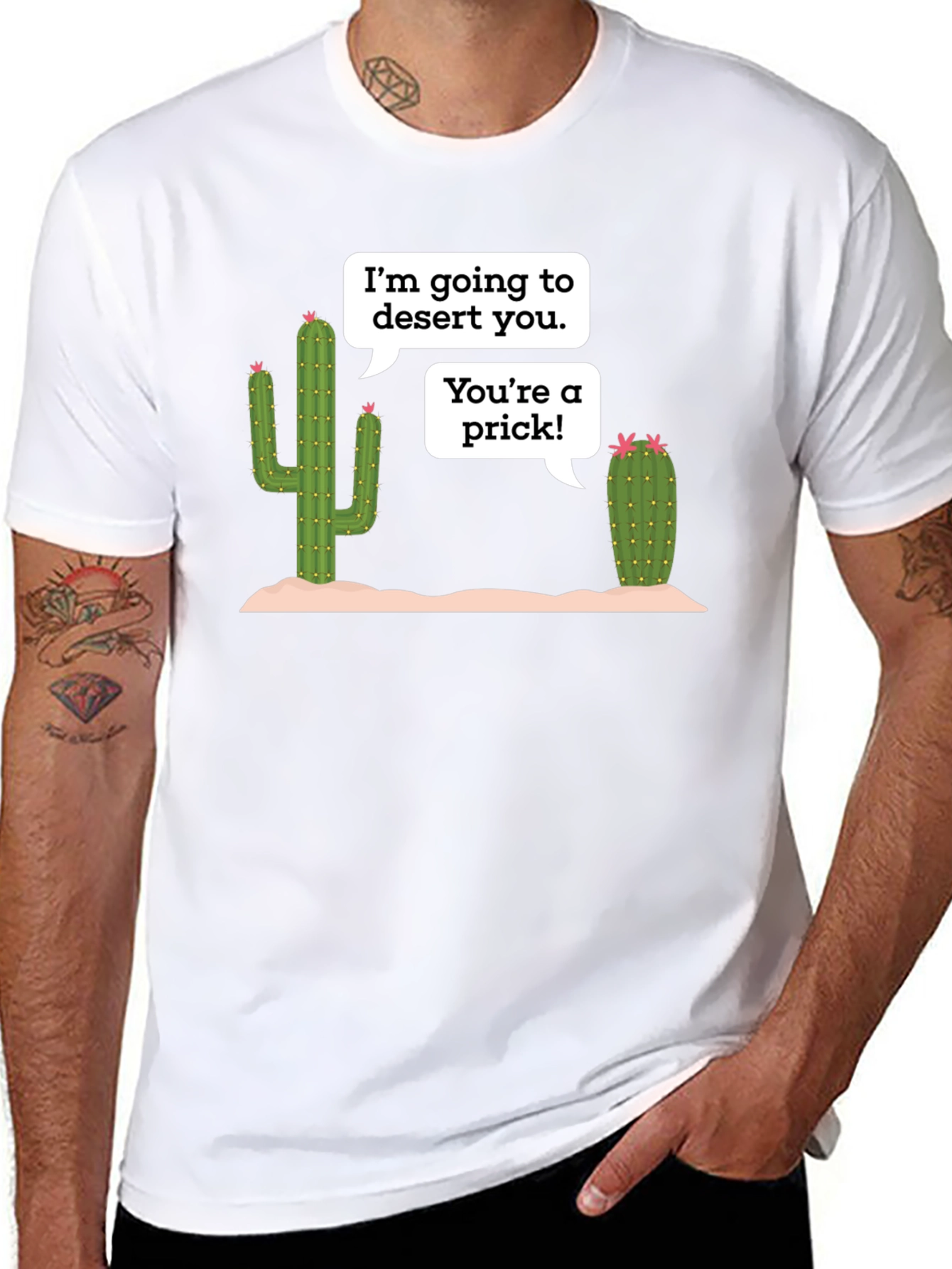 Black Desert Humor T-Shirt: Prickly Cactus Conversation view 8