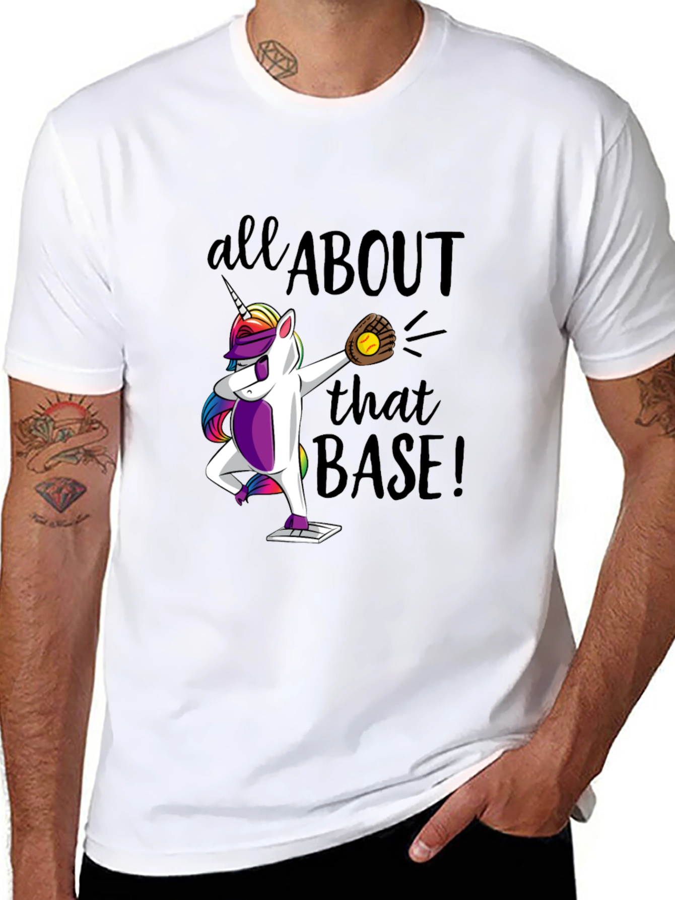 Black Unicorn Baseball Dab T-Shirt: All About That Base! view 8