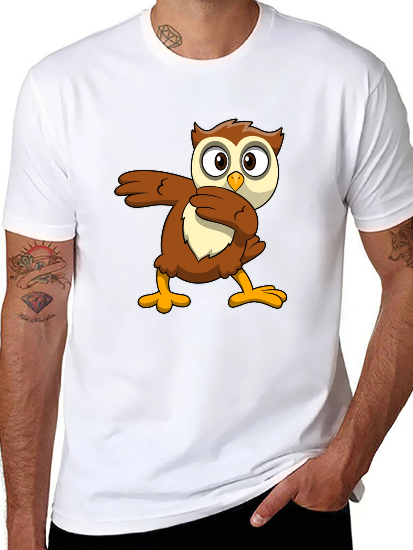 Black Funny Owl Dab Dance Graphic T-Shirt view 8