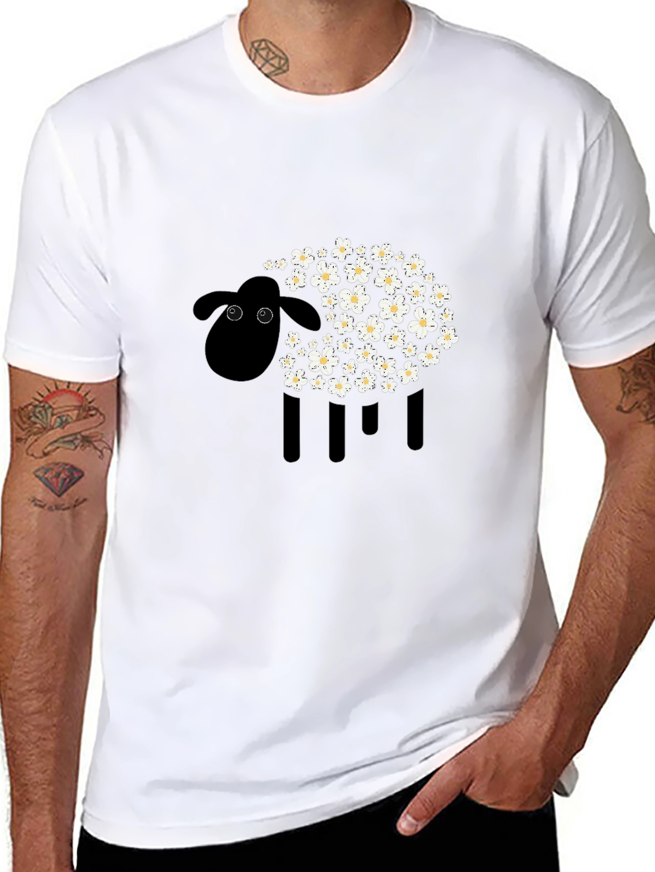 Black Black Sheep Floral Graphic Tee - Modern Style view 8