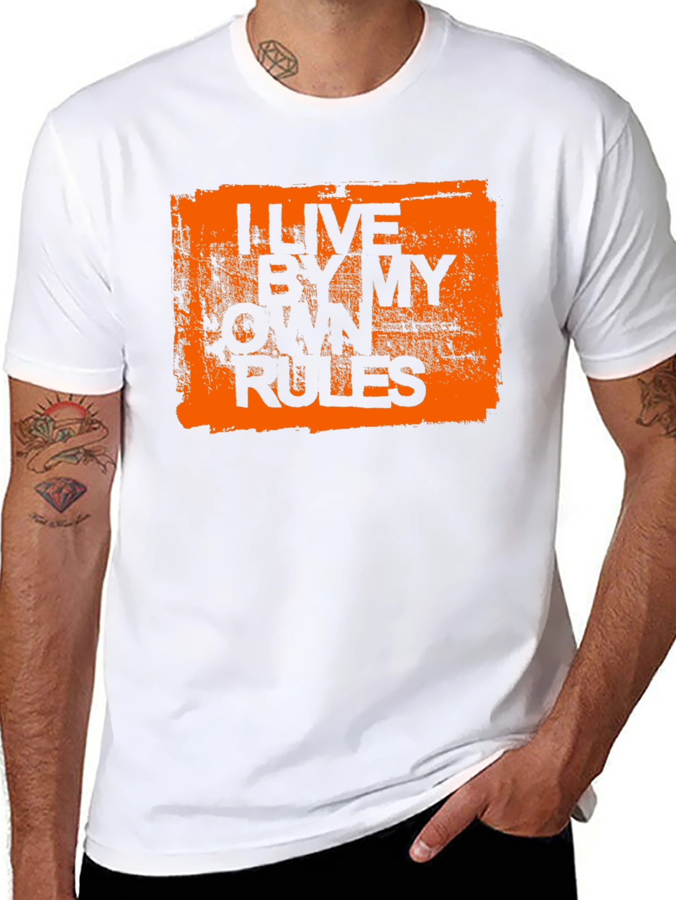 Black I Live By My Own Rules Graphic Tee - Black view 8