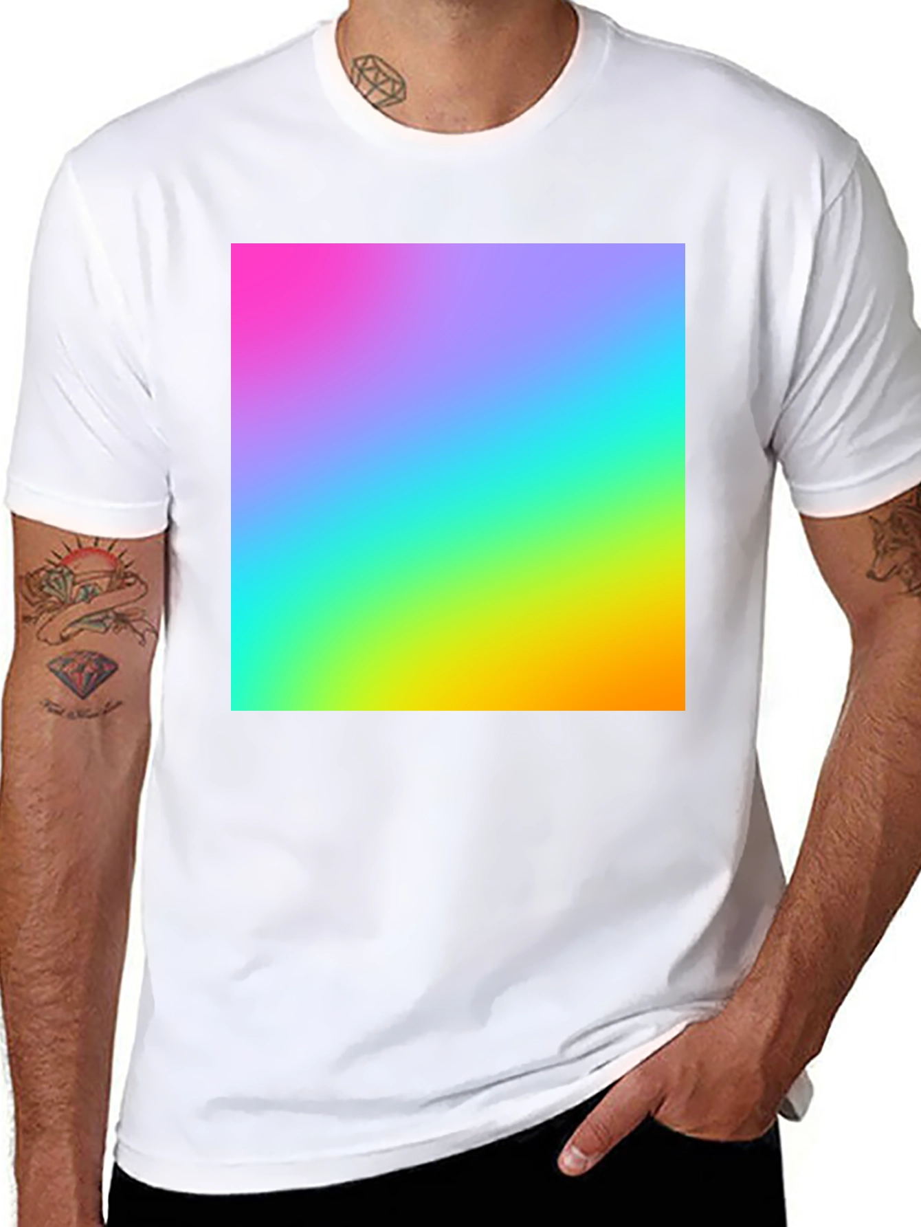 Black Gradient T-Shirt - Vibrant Rainbow Design view 8