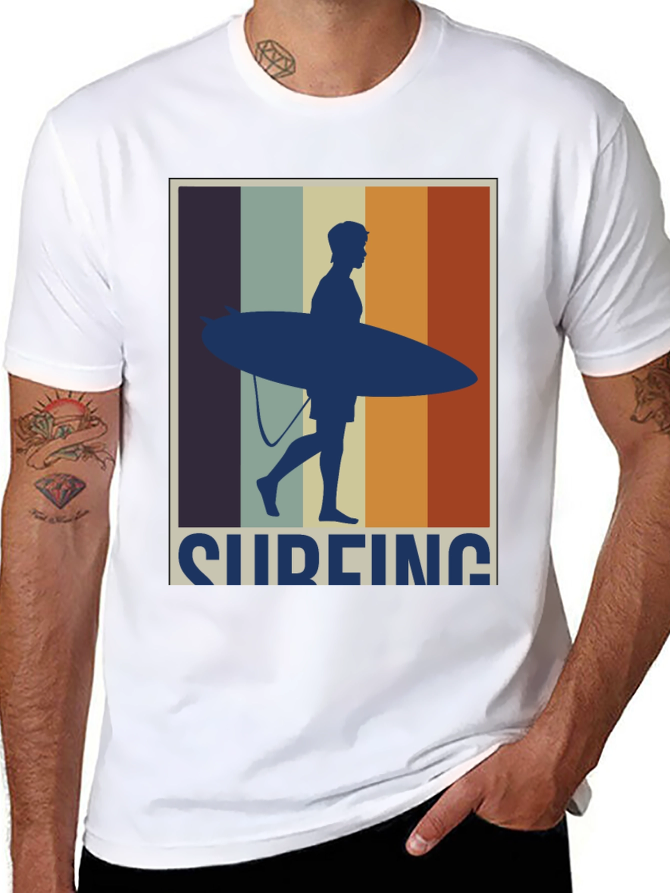 Black Surfing Retro T-Shirt - Stylish Graphic Tee view 8