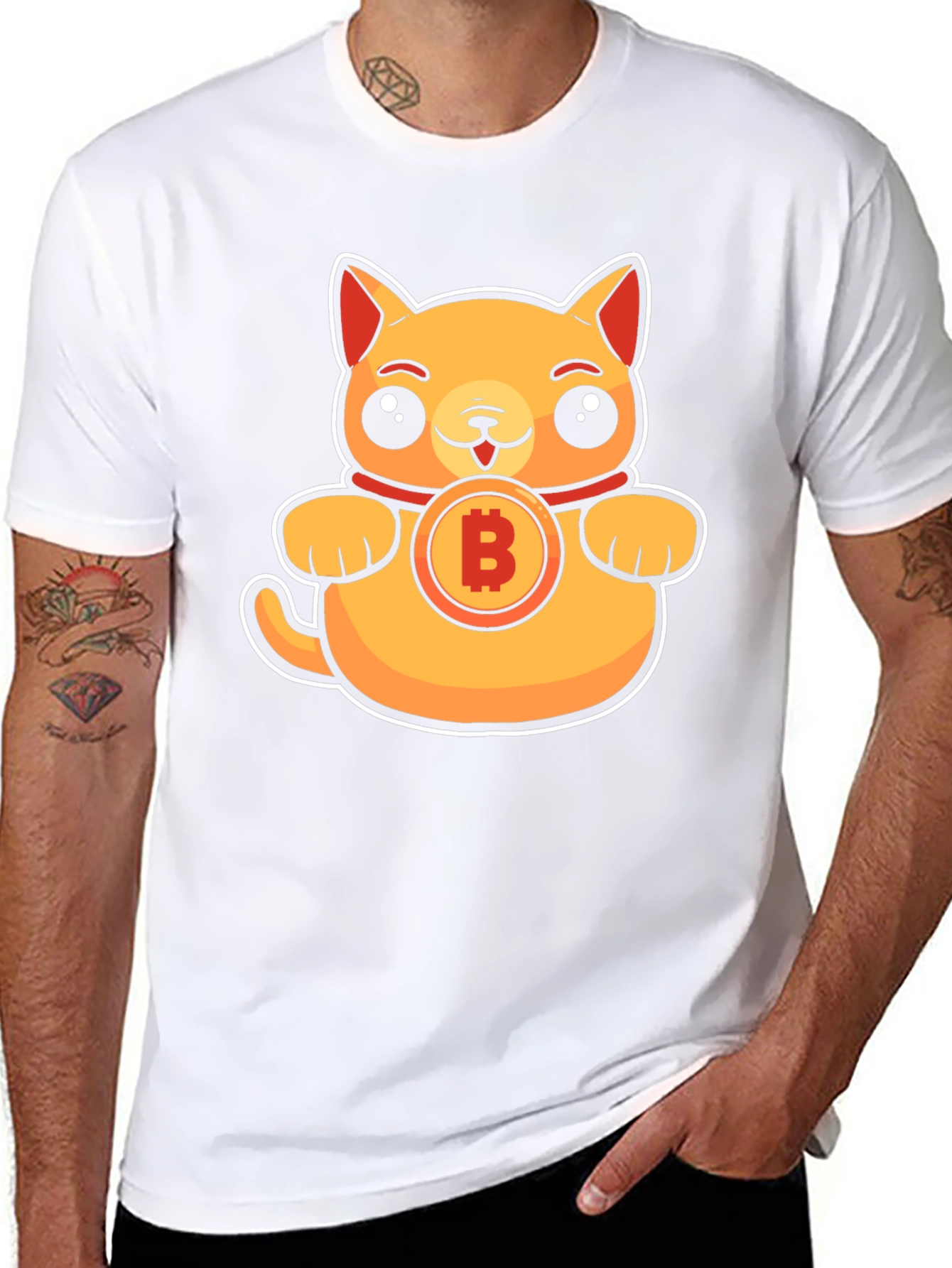 Black Bitcoin Kitty T-Shirt - Crypto Cat Tee view 8