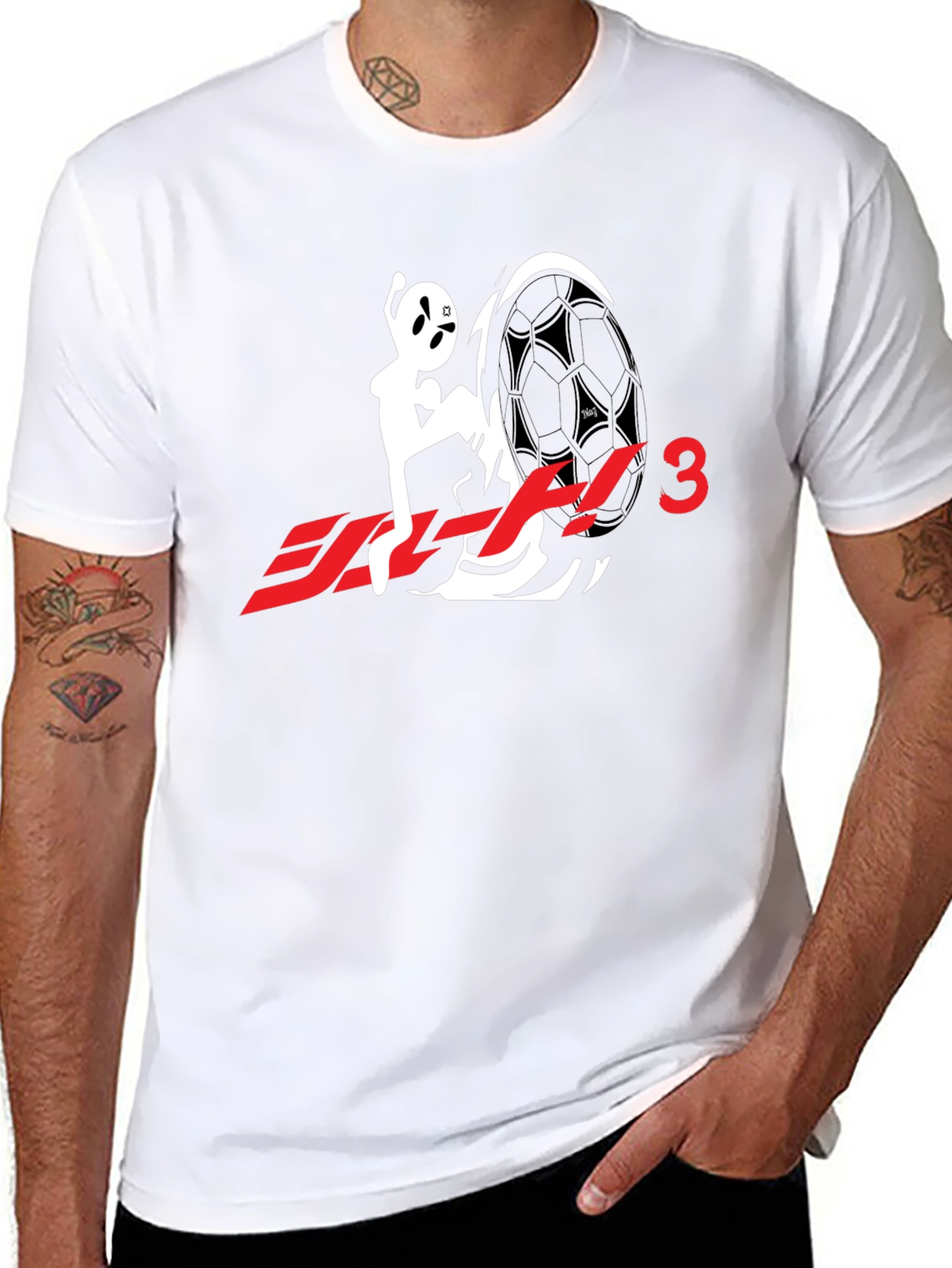 Black Soccer Ball Kick Black T-Shirt view 8