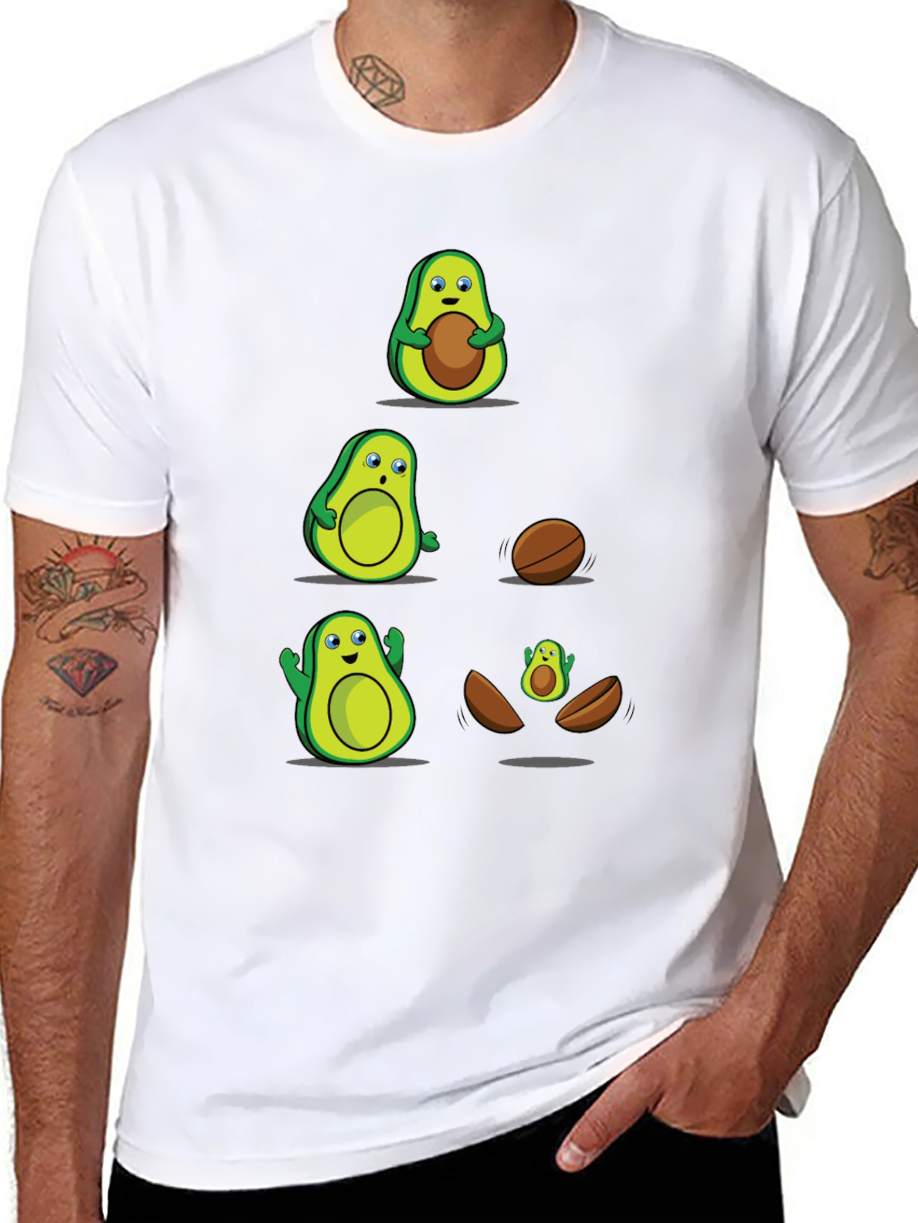Black Funny Avocado Evolution T-Shirt view 8