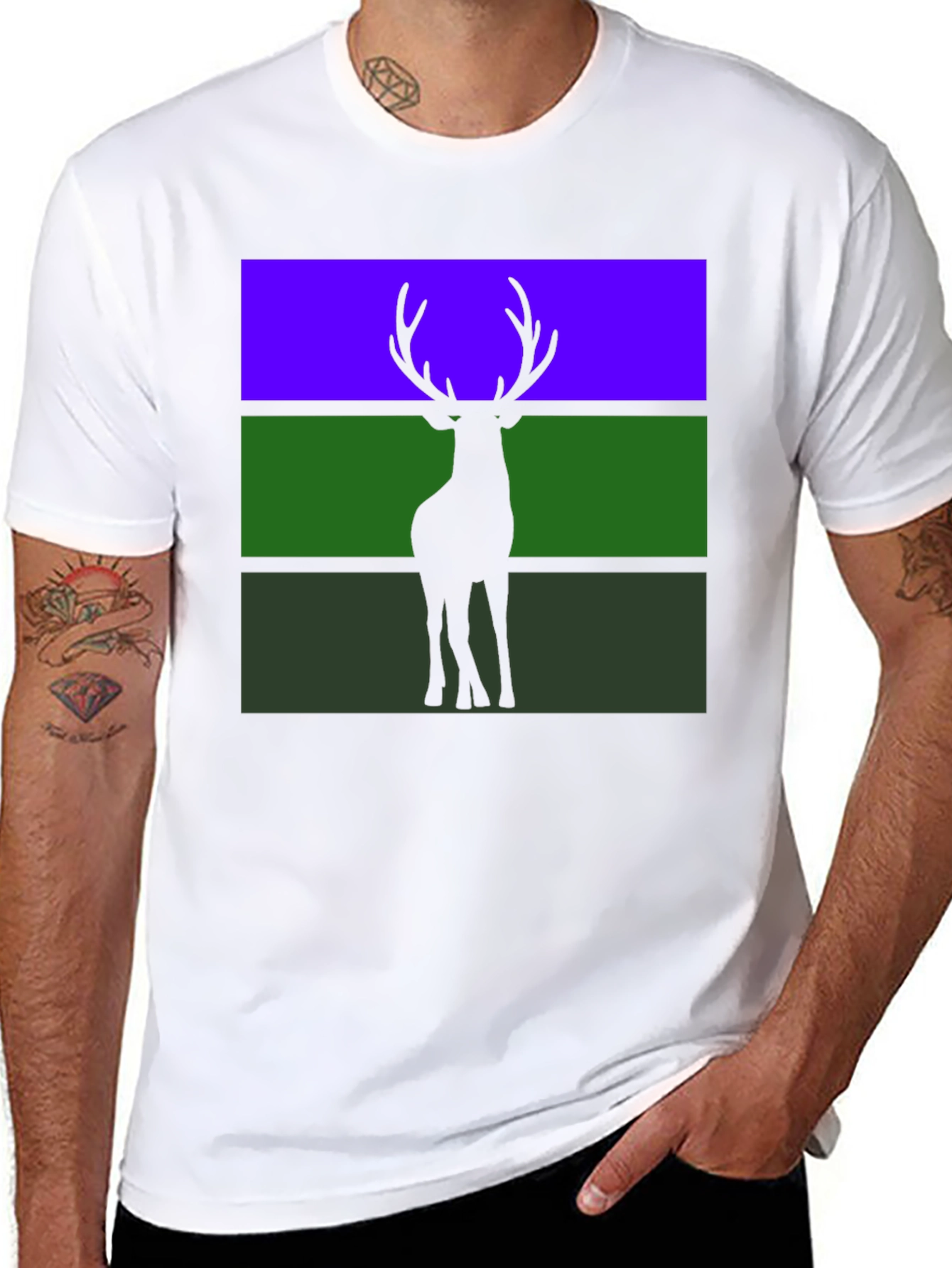 Black Deer Silhouette Graphic Tee view 8